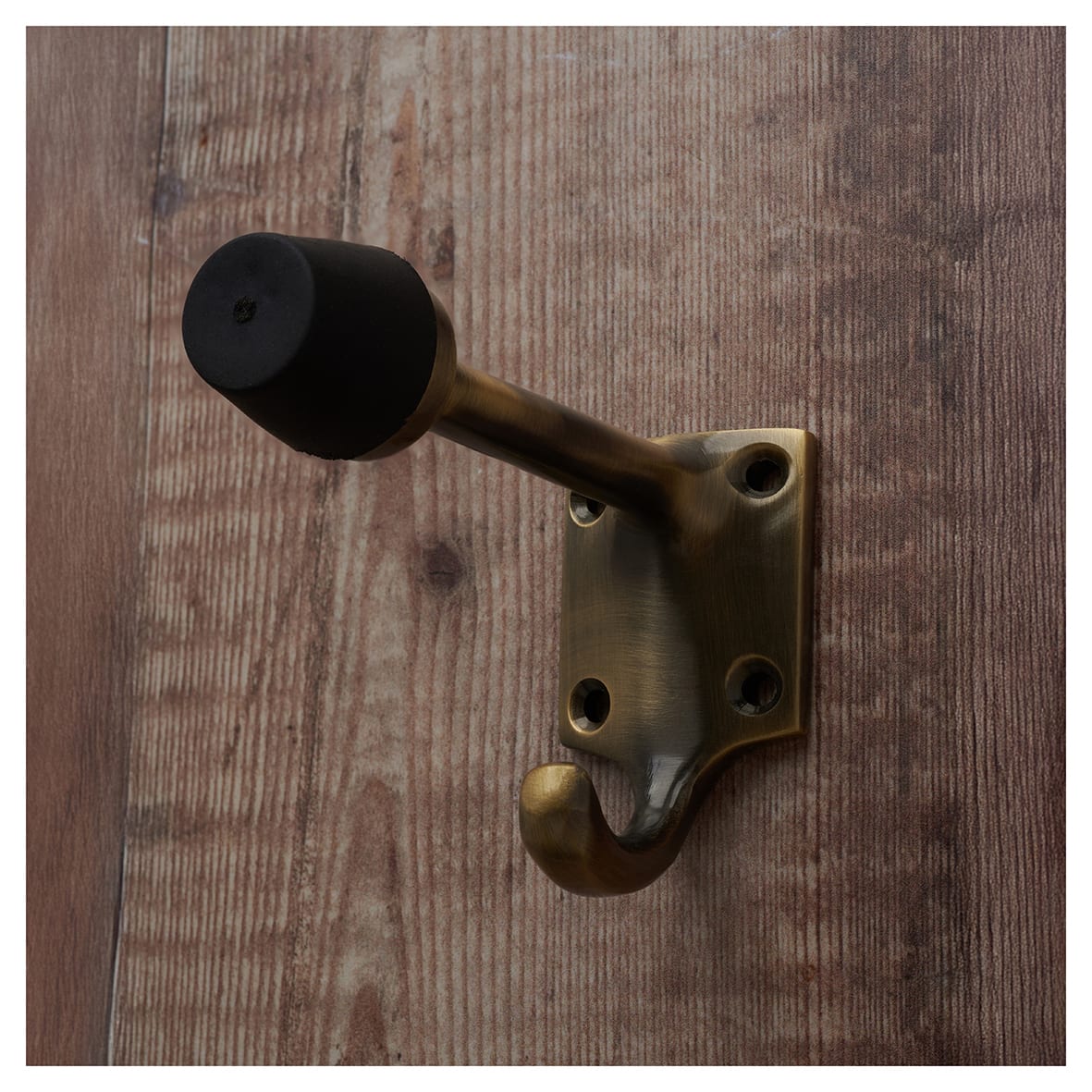Cubical Single Hat & Coat Hook with Buffer - 85 x 55mm - Antique Brass - view 5