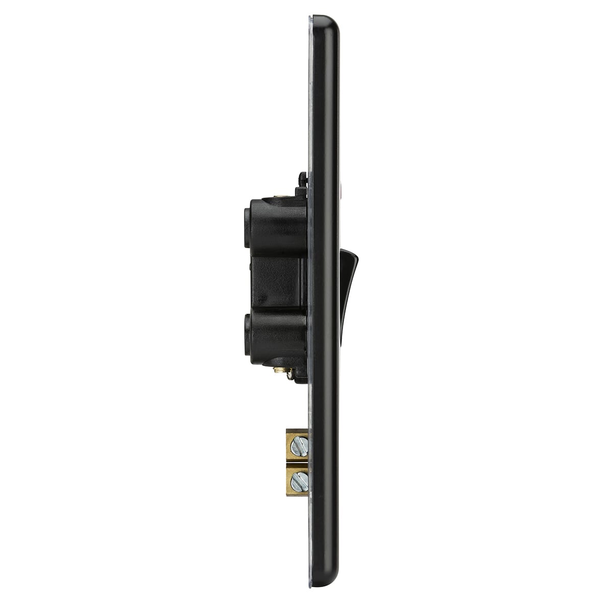 45A 2 Gang Round Edge Double Pole Cooker Switch with Neon - Matt Black - view 3