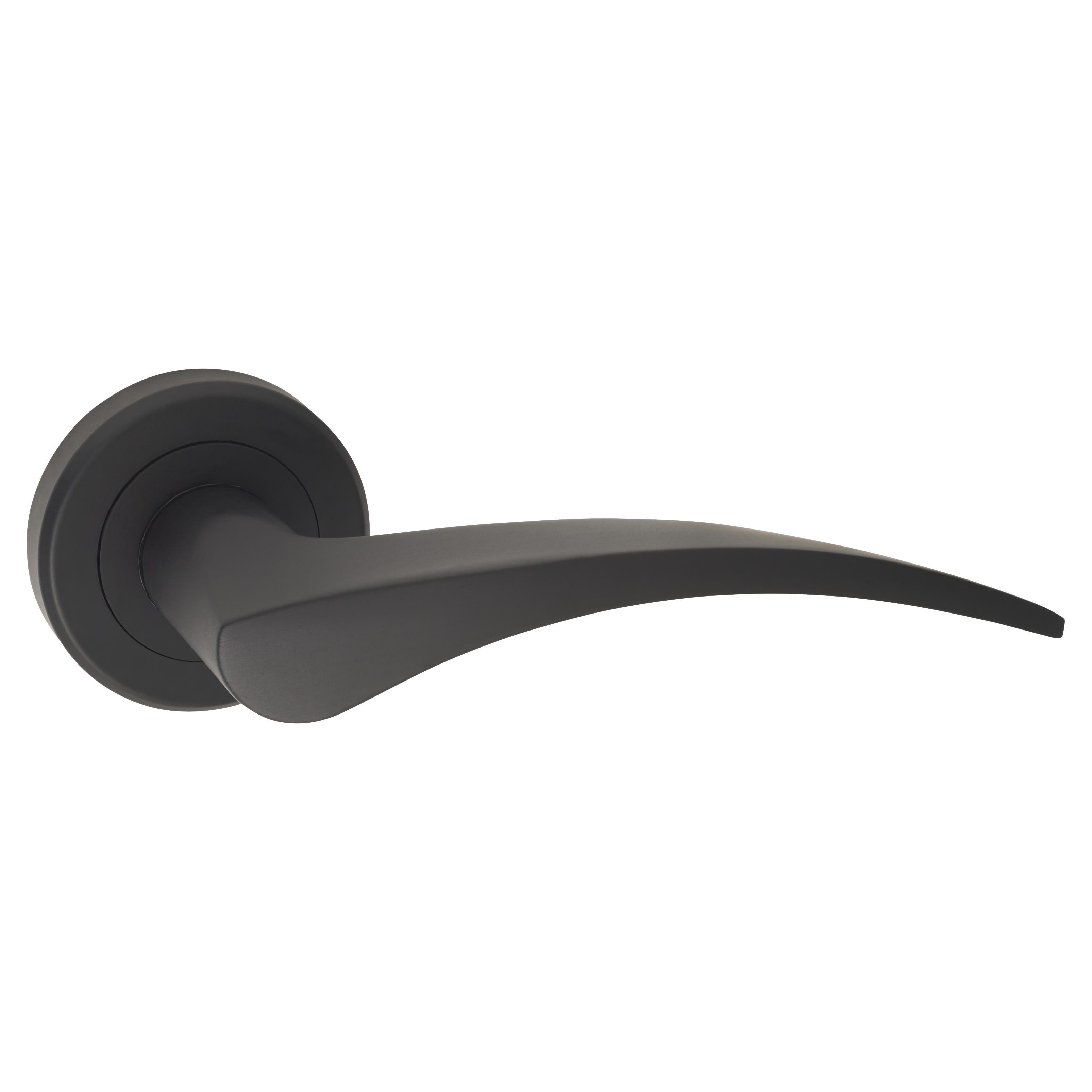 Brass Matt Black Door Handles on Round Rose - Olivier Range - view 2