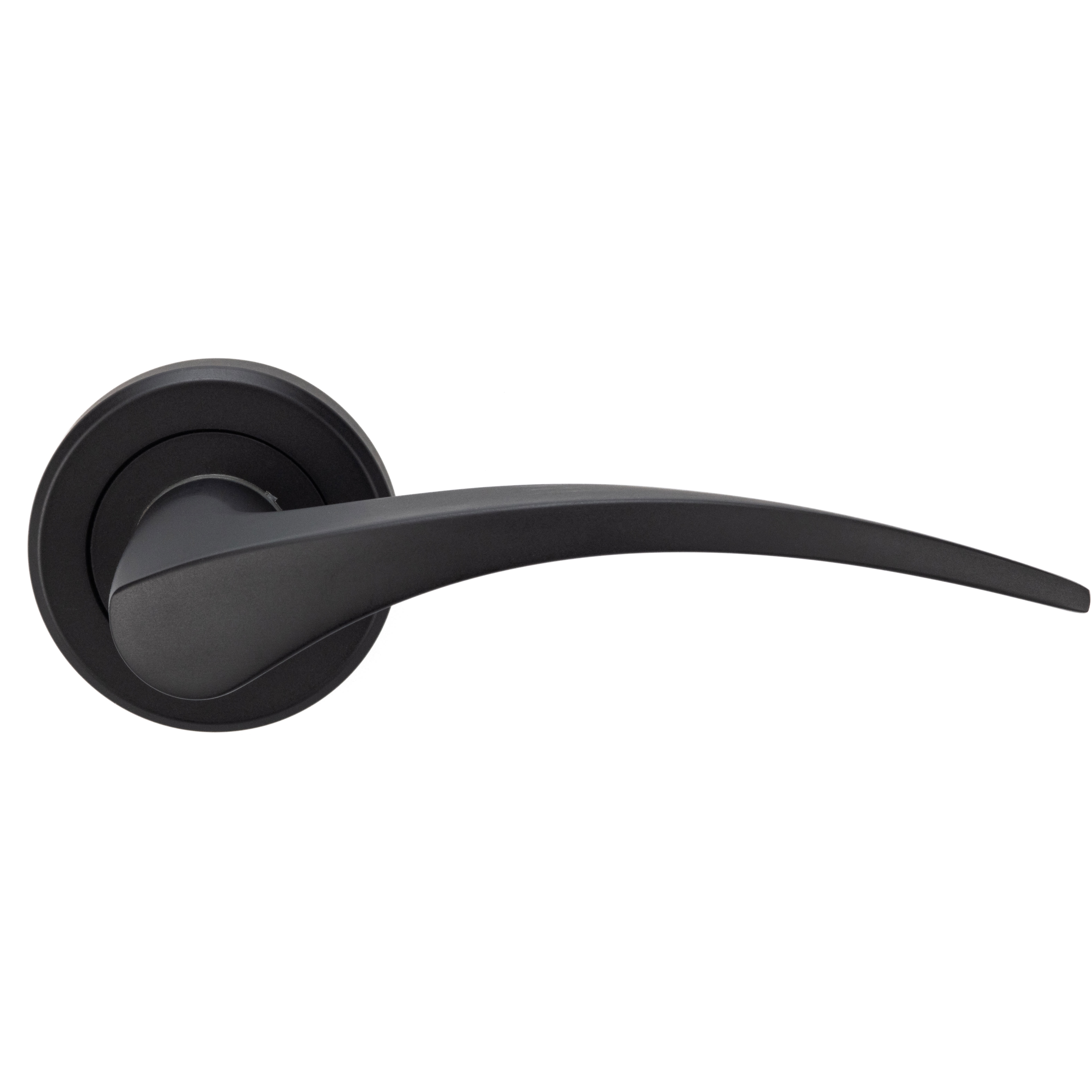 Brass Matt Black Door Handles on Round Rose - Olivier Range - view 4