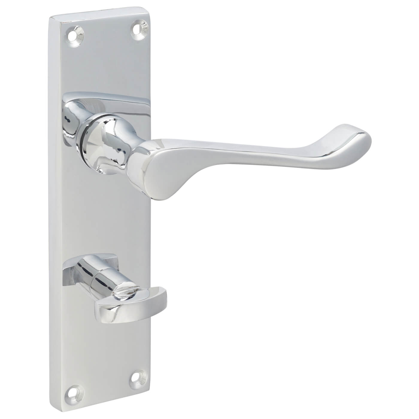 Polished Chrome Victorian Scroll Bathroom Door Handles - 155 x 42mm - view 5