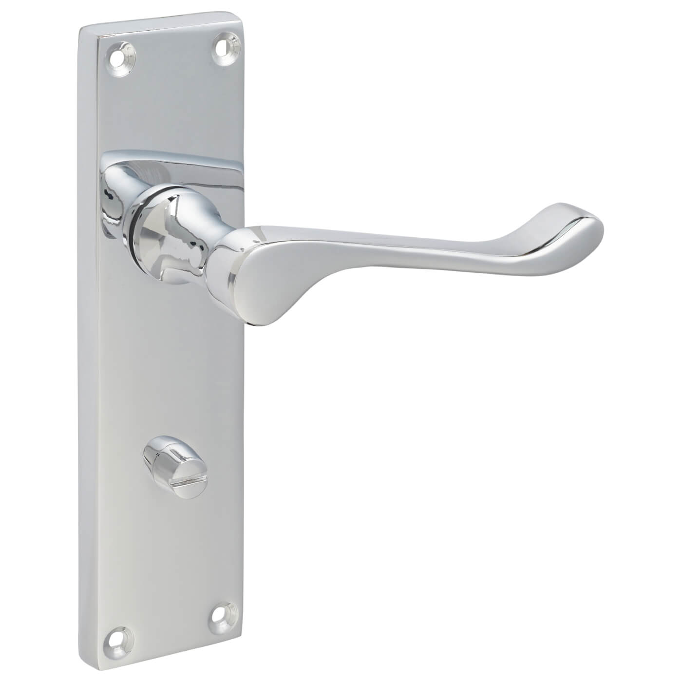 Polished Chrome Victorian Scroll Bathroom Door Handles - 155 x 42mm - view 6