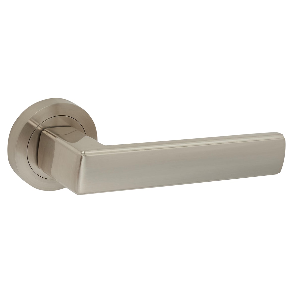 Satin Nickel Door Handles on Round Rose - Zara Range - view 2