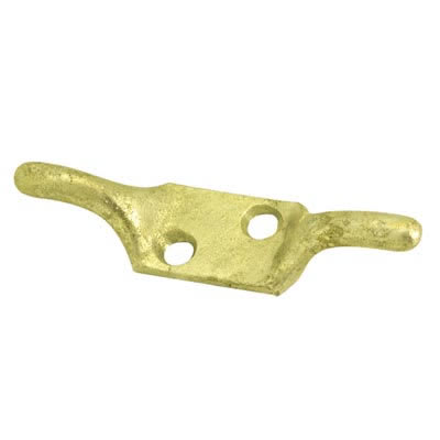 Twin Horn Cleat Hook - 75mm Length - Polished Brass - view 2