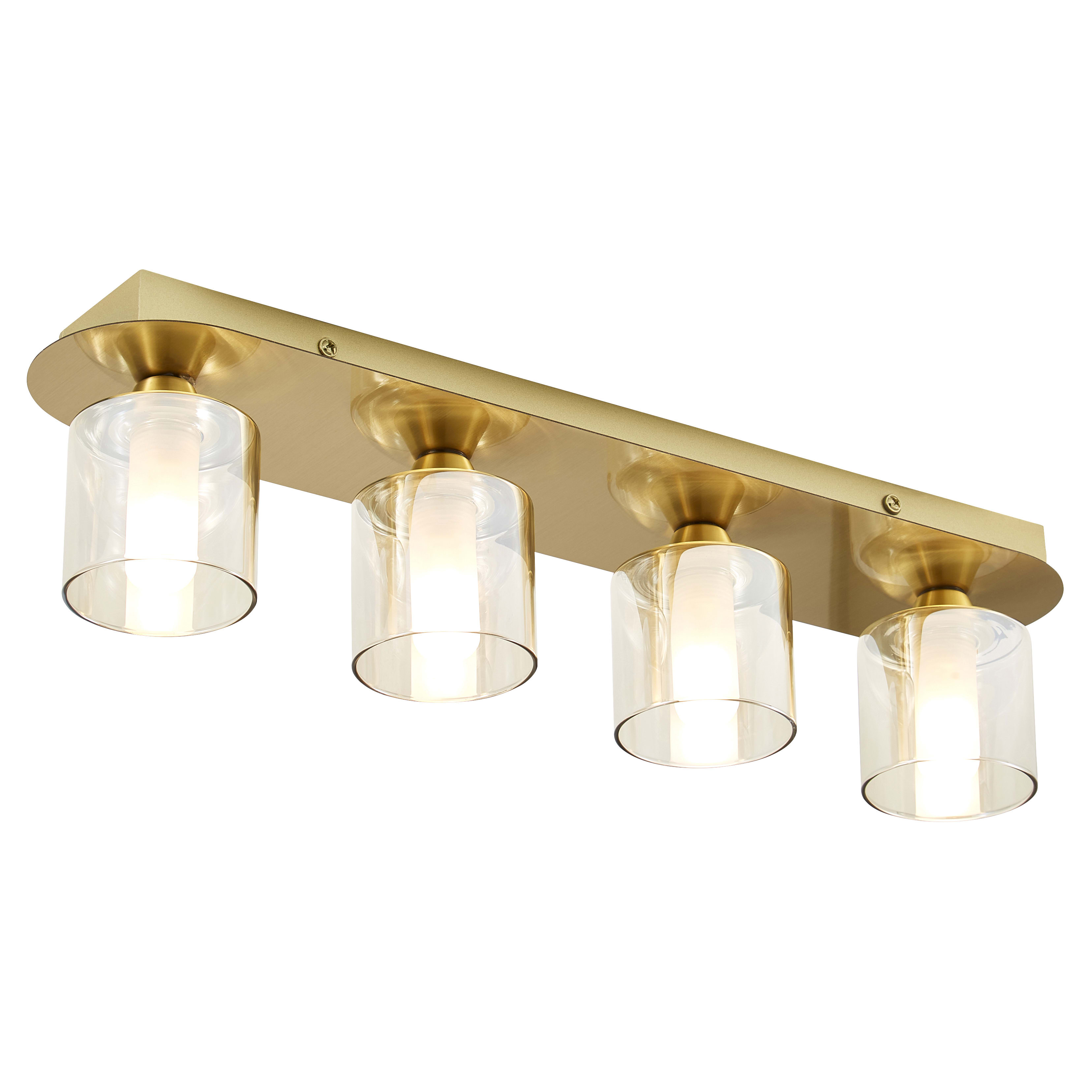 Forum Spa Patras 4 Light Semi Flush LED Bathroom Ceiling Light - IP44 - Satin Brass & Glass Shades - view 2