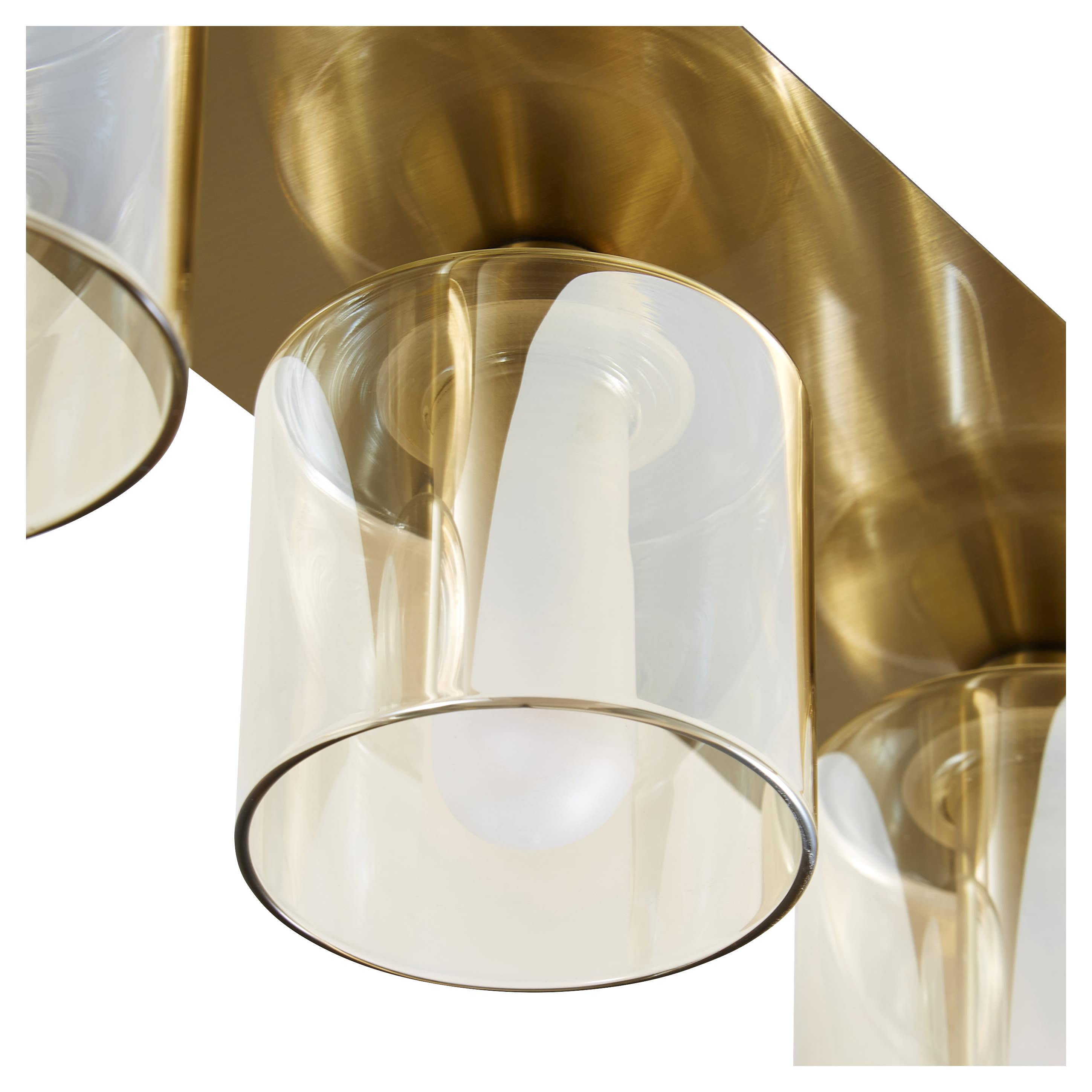 Forum Spa Patras 4 Light Semi Flush LED Bathroom Ceiling Light - IP44 - Satin Brass & Glass Shades - view 3