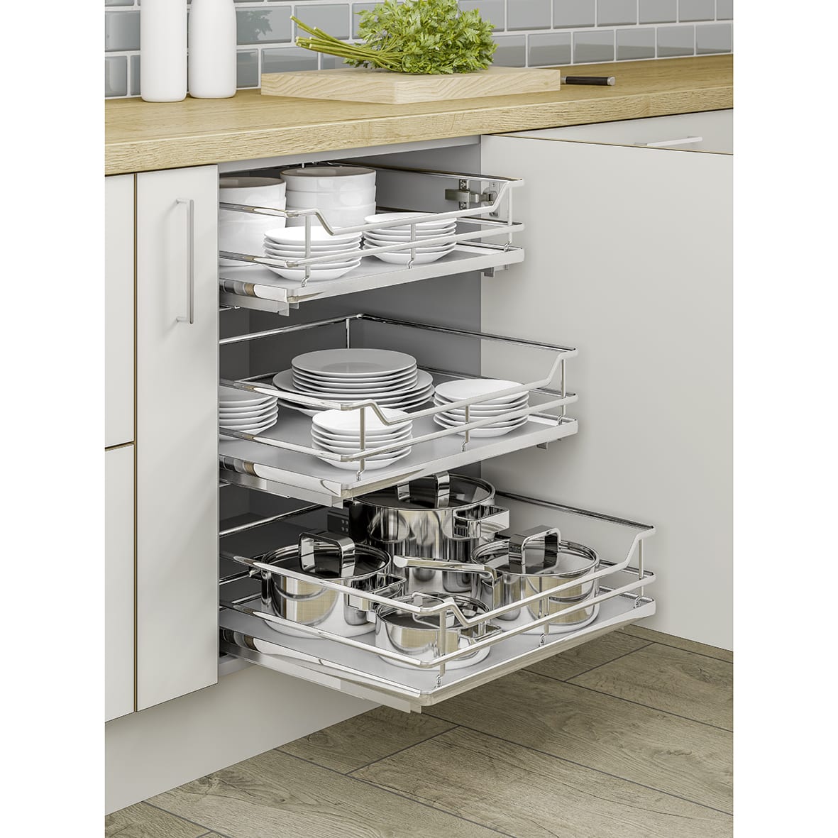 25kg Single Tray Soft Close Pull Out Organiser - Cabinet Width 400mm - view 6
