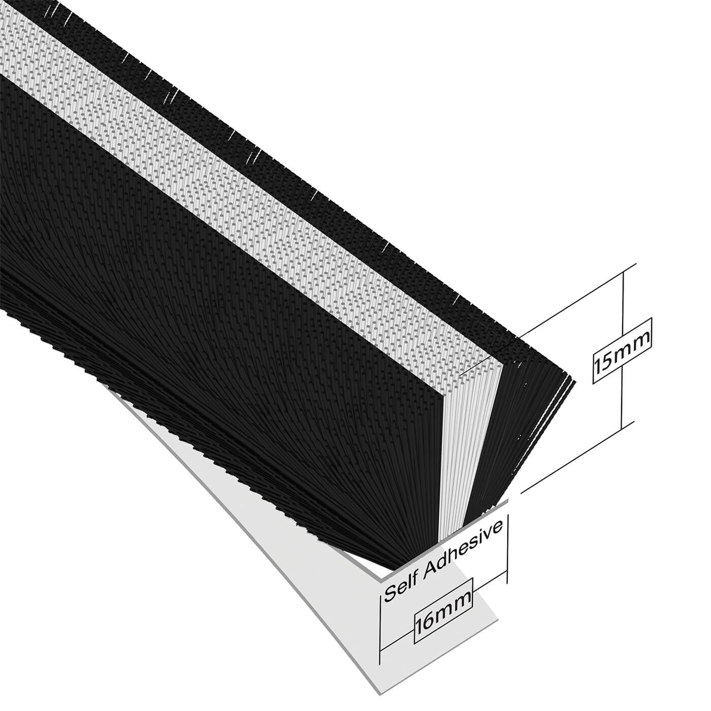 Extra Thick Self-Adhesive Brush Pile - 7m Length - Brush Size 15mm - Black - view 2