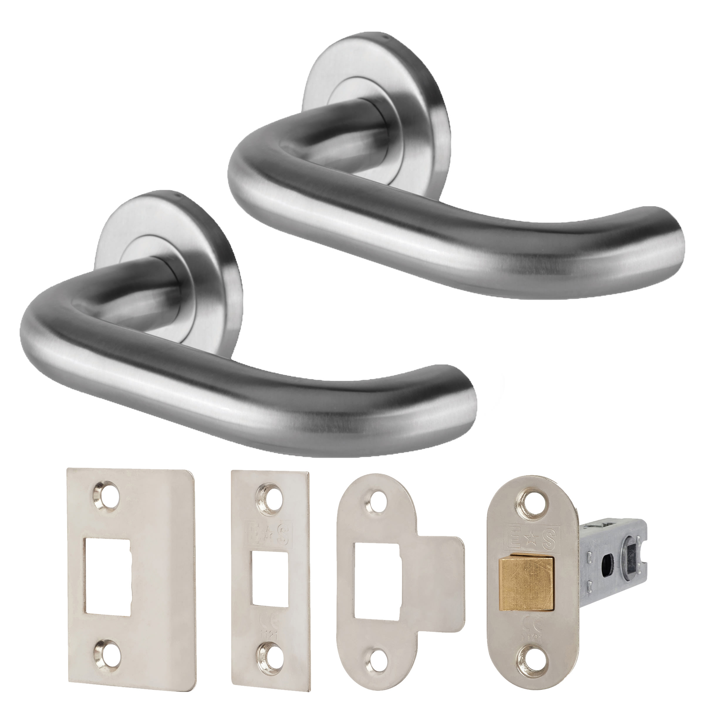 Light Duty Latch Door Handle on Rose Fire Door Kit & Dorgard Holder - Power Size 3 - Silver - view 4