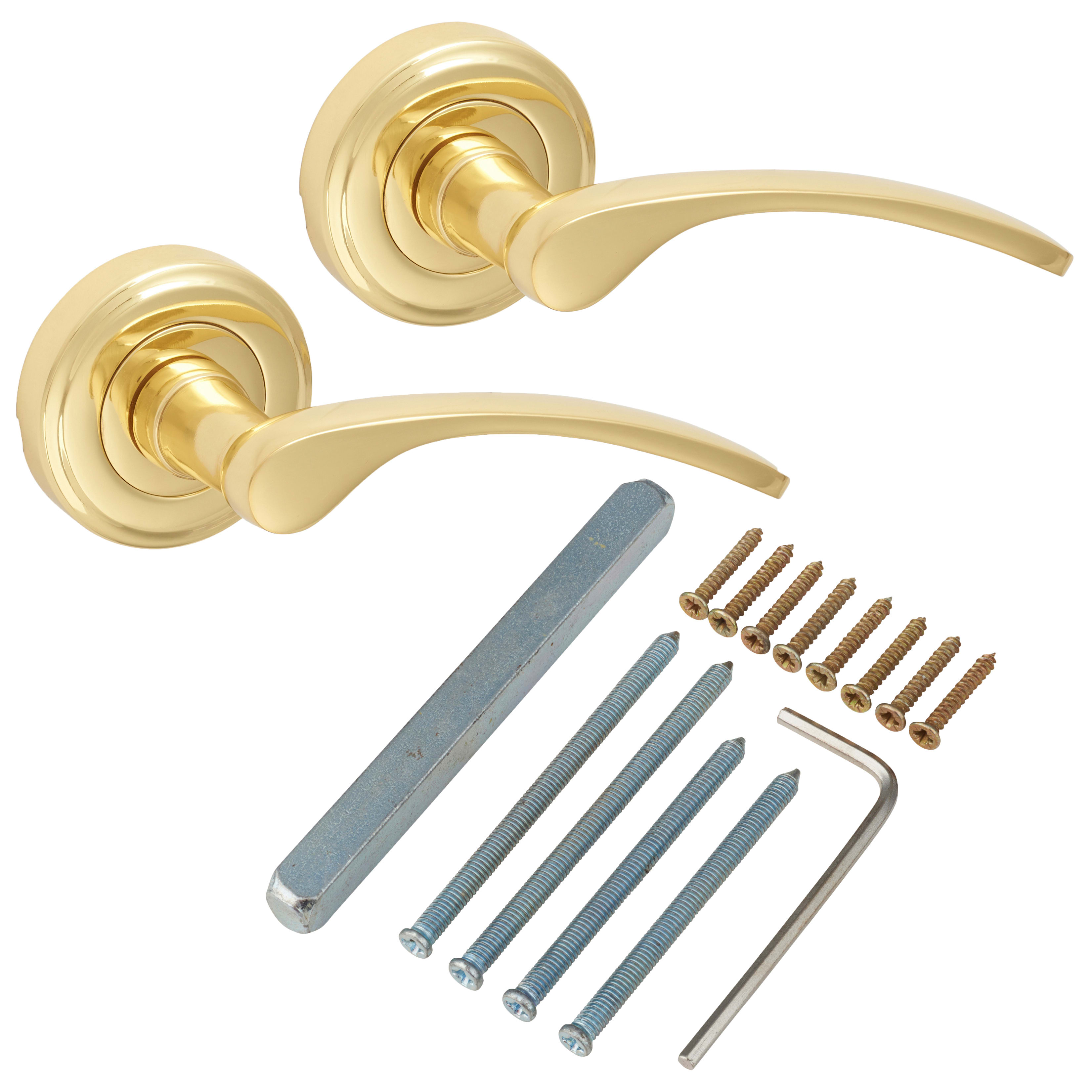 Marcus Polished Brass Door Handles on Round Rose - Sophia Range - view 3