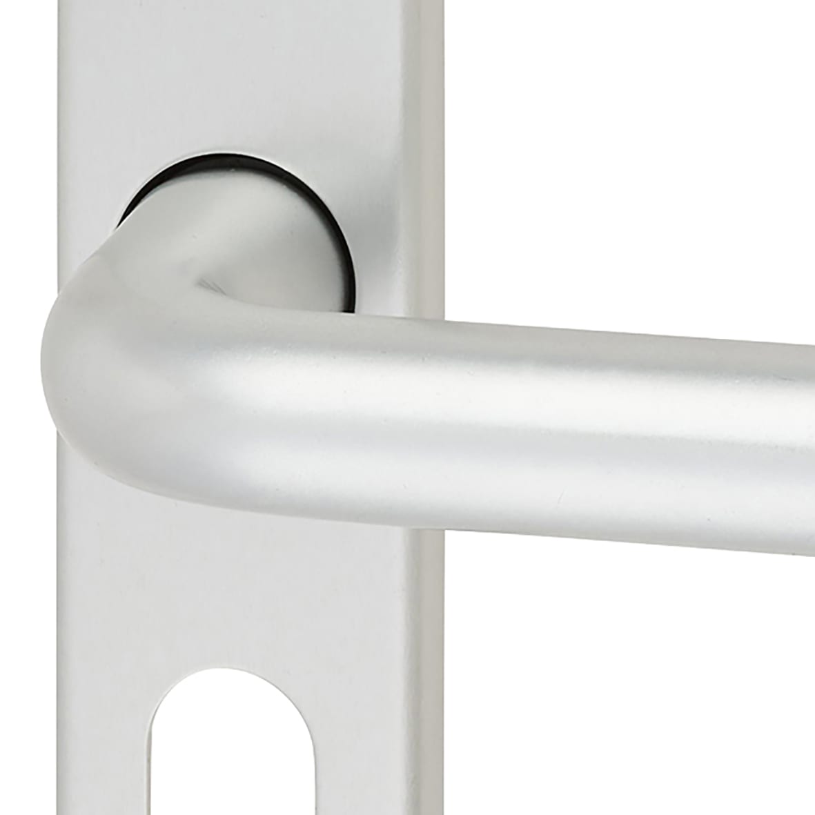 Satin Aluminium 20mm Return to Door Oval Lock Door Handles - 155 x 40mm - view 4