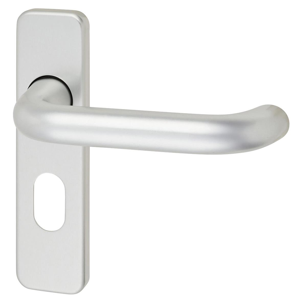 Satin Aluminium 20mm Return to Door Oval Lock Door Handles - 155 x 40mm - view 5
