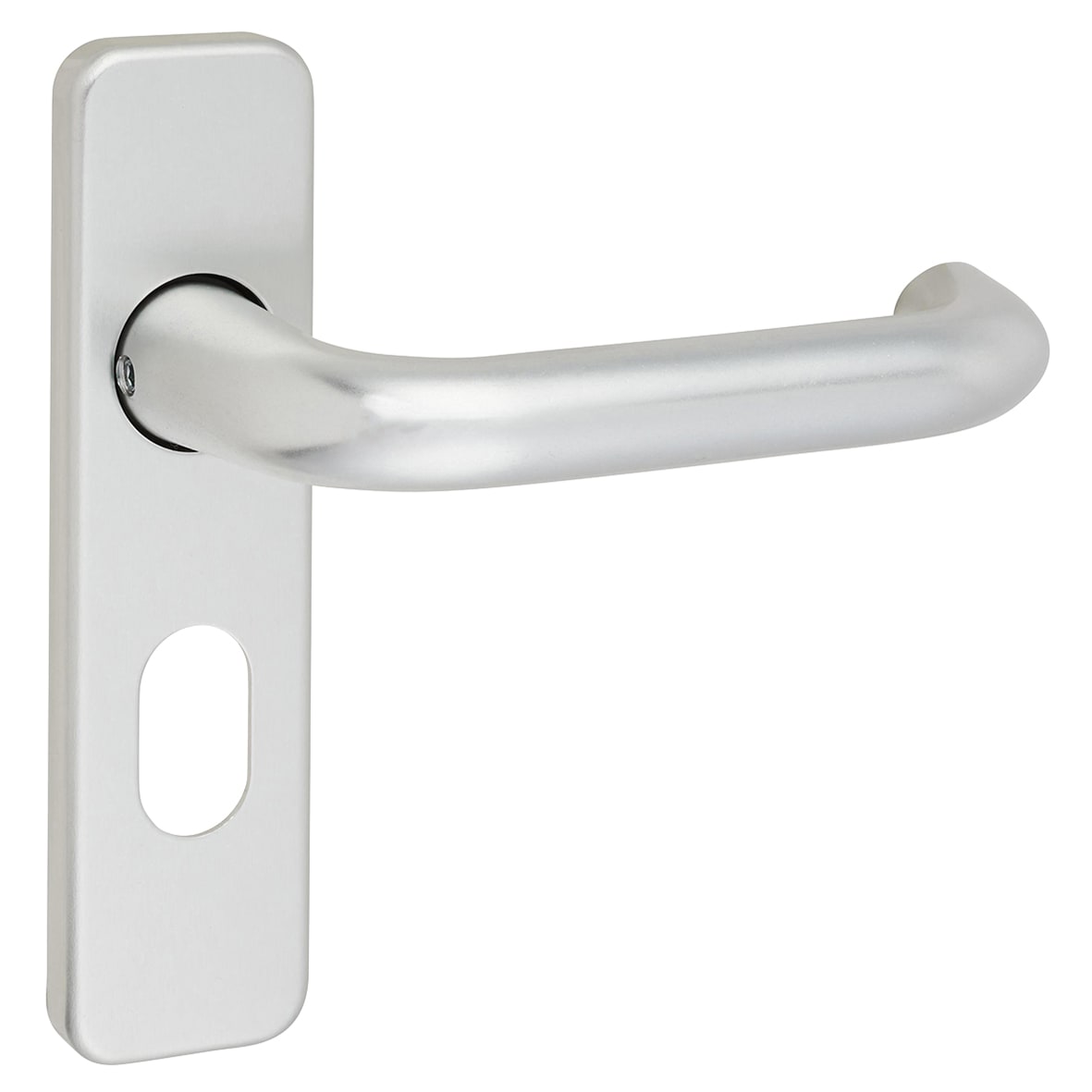Satin Aluminium 20mm Return to Door Oval Lock Door Handles - 155 x 40mm - view 6