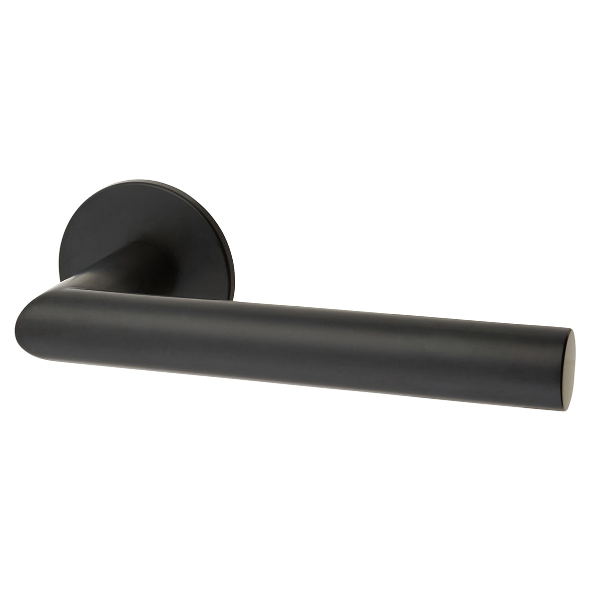 Matt Black Door Handles on Round Slim Rose - Schema Minim Range - view 2