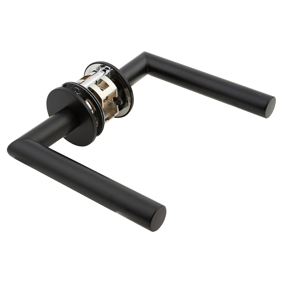 Matt Black Door Handles on Round Slim Rose - Schema Minim Range - view 4