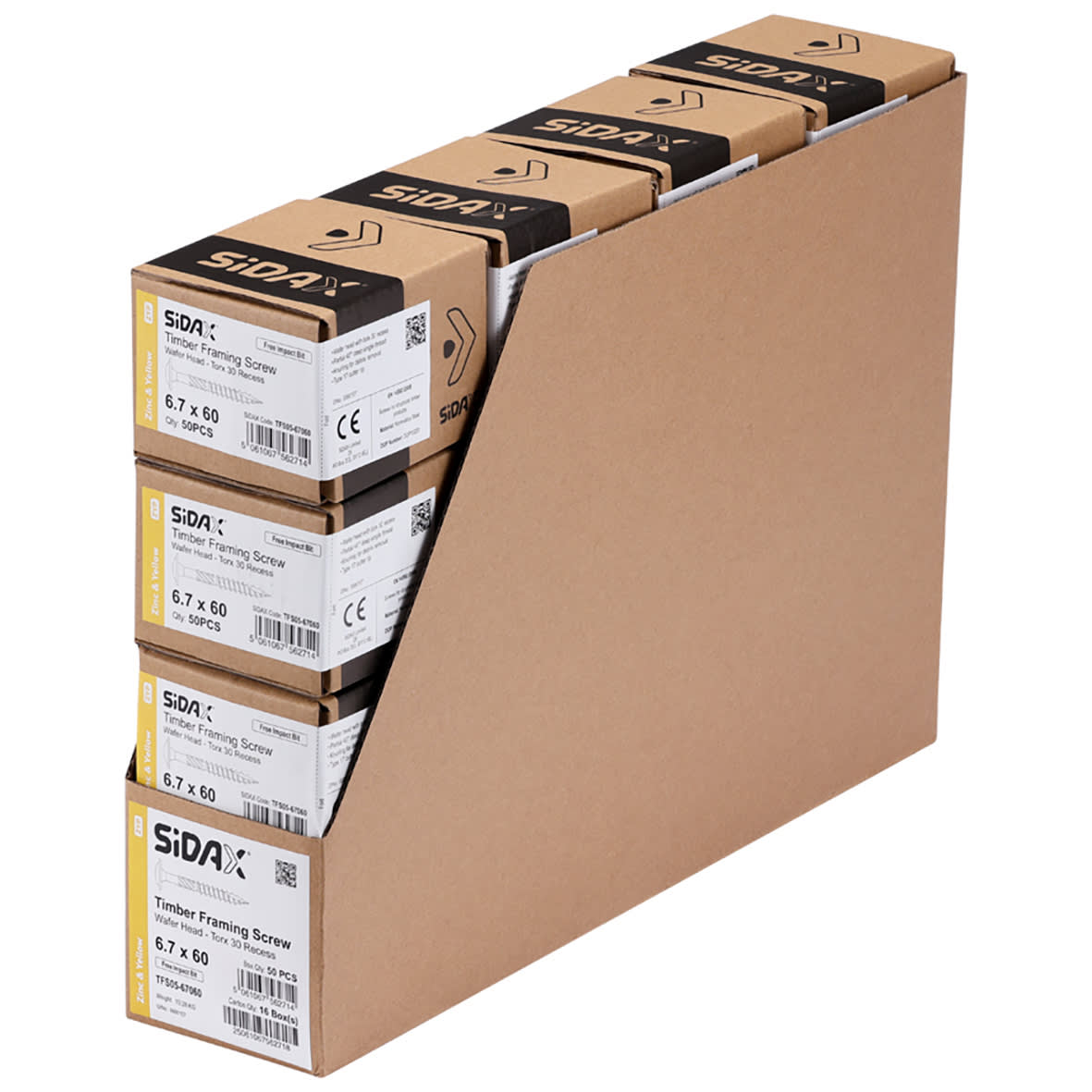 Timber Frame Screws Wafer Head - 6.7 x 60mm - Yellow Zinc - Pack of 50 - view 3