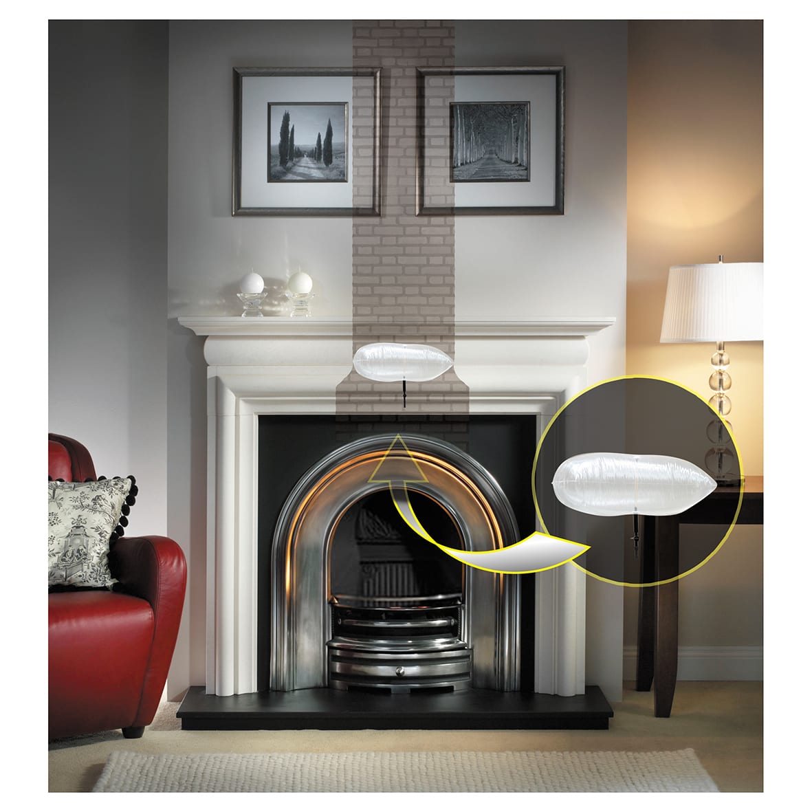 Chimney Draught Excluder - 700 x 400mm - Clear - view 2