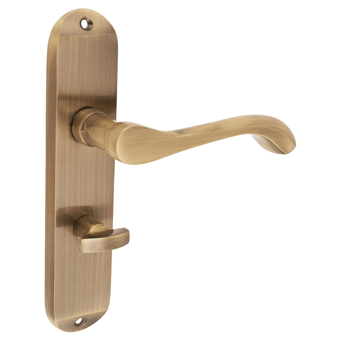 Antique Brass Scroll Bathroom Door Handles - Ancona Range - 180 x 39mm - view 4