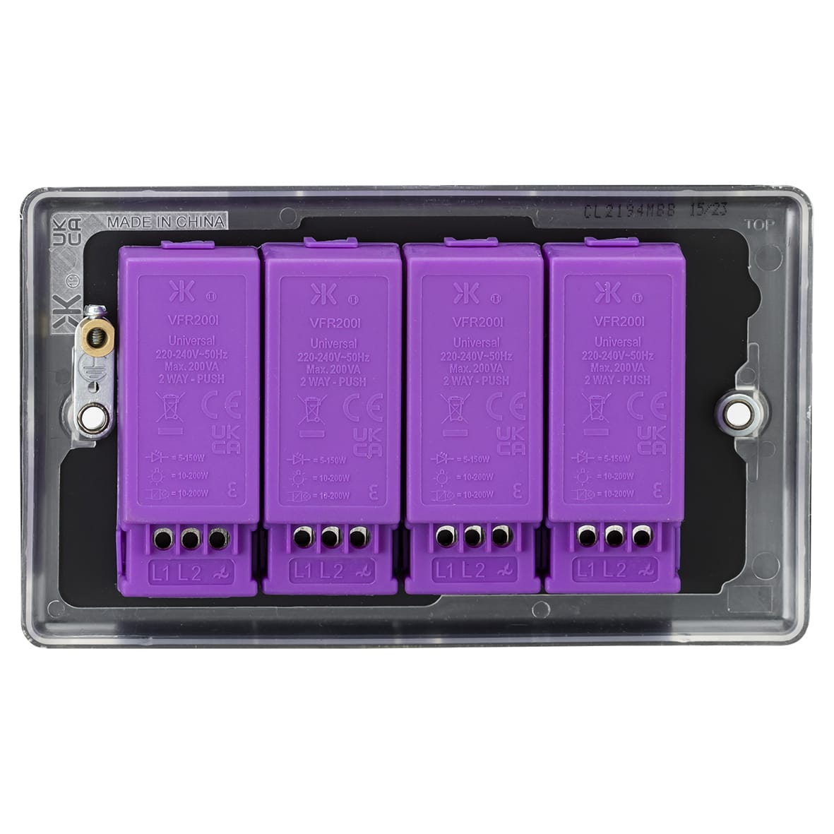 5-150W 4 Gang 2 Way Push On/Off Rotary Rounded Intelligent LED Dimmer - Matt Black - view 4