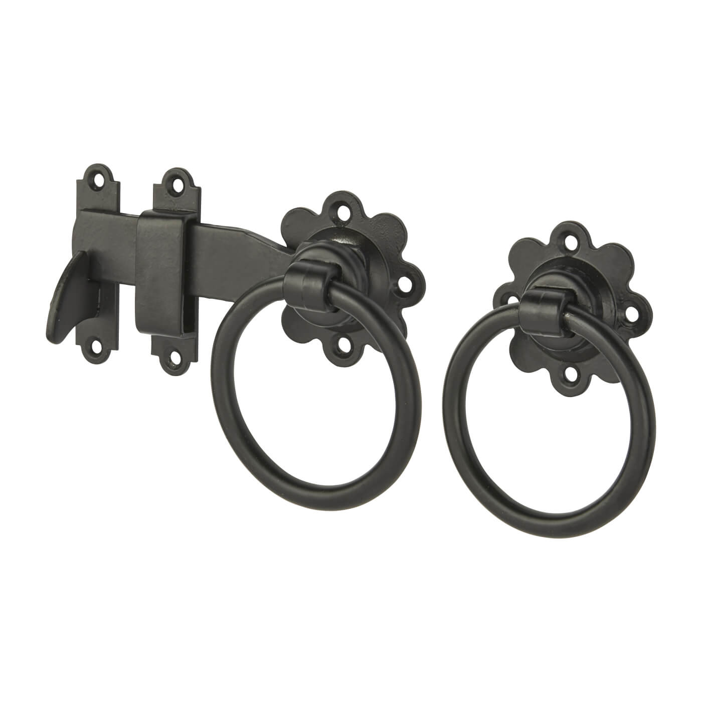 Heavy Duty Ring Gate Latch - 125mm Throw - Black Galvanised - view 2
