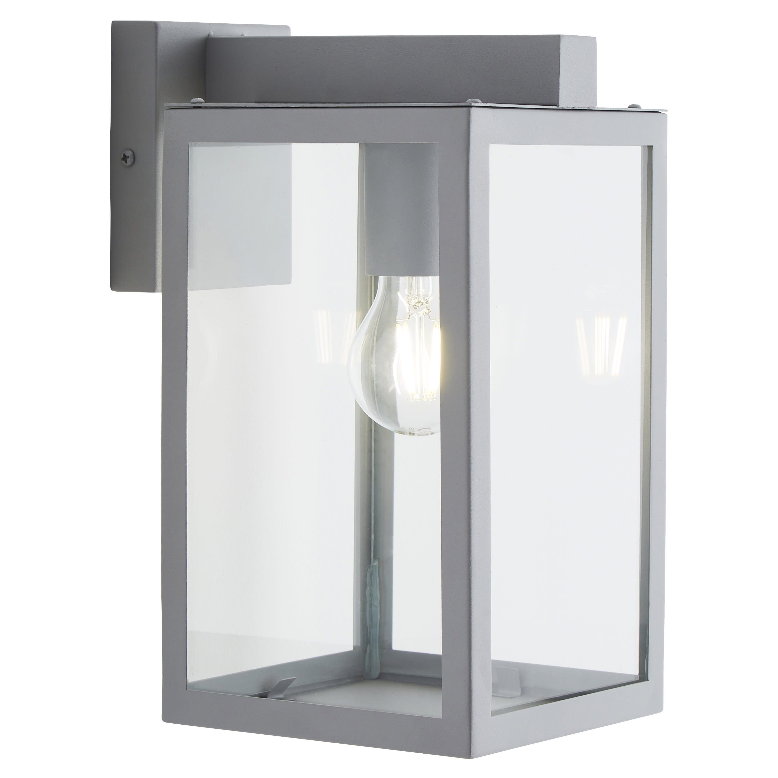 Forum Zink Hestia Glass Panel Outdoor Wall Lantern Light - IP44 - Silver - view 3