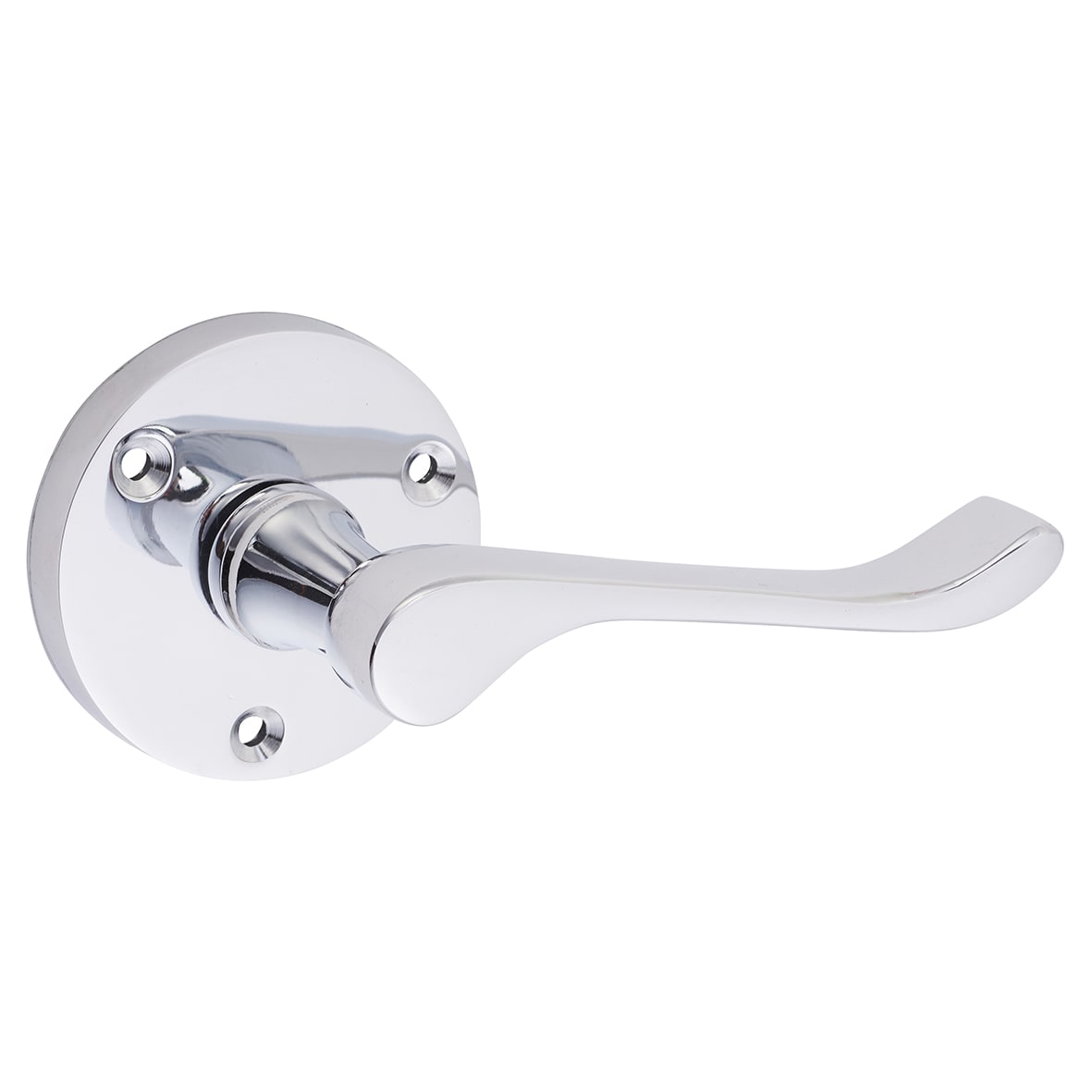 Polished Chrome Scroll Door Handles on Round Rose - view 2