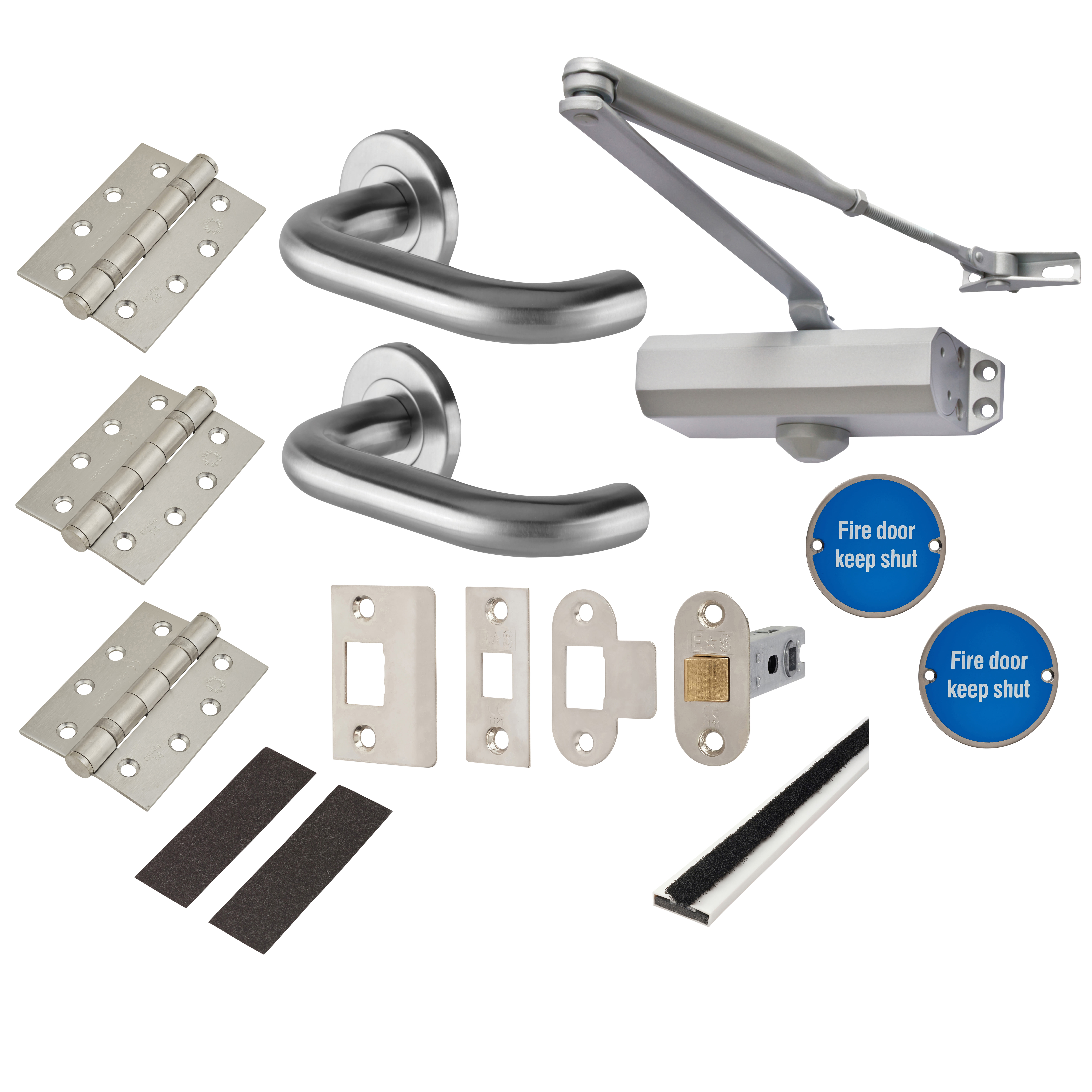 Light Duty Latch Door Handle on Rose Fire Door Kit - Power Size 3 - Push/Pull - Satin Stainless - view 2