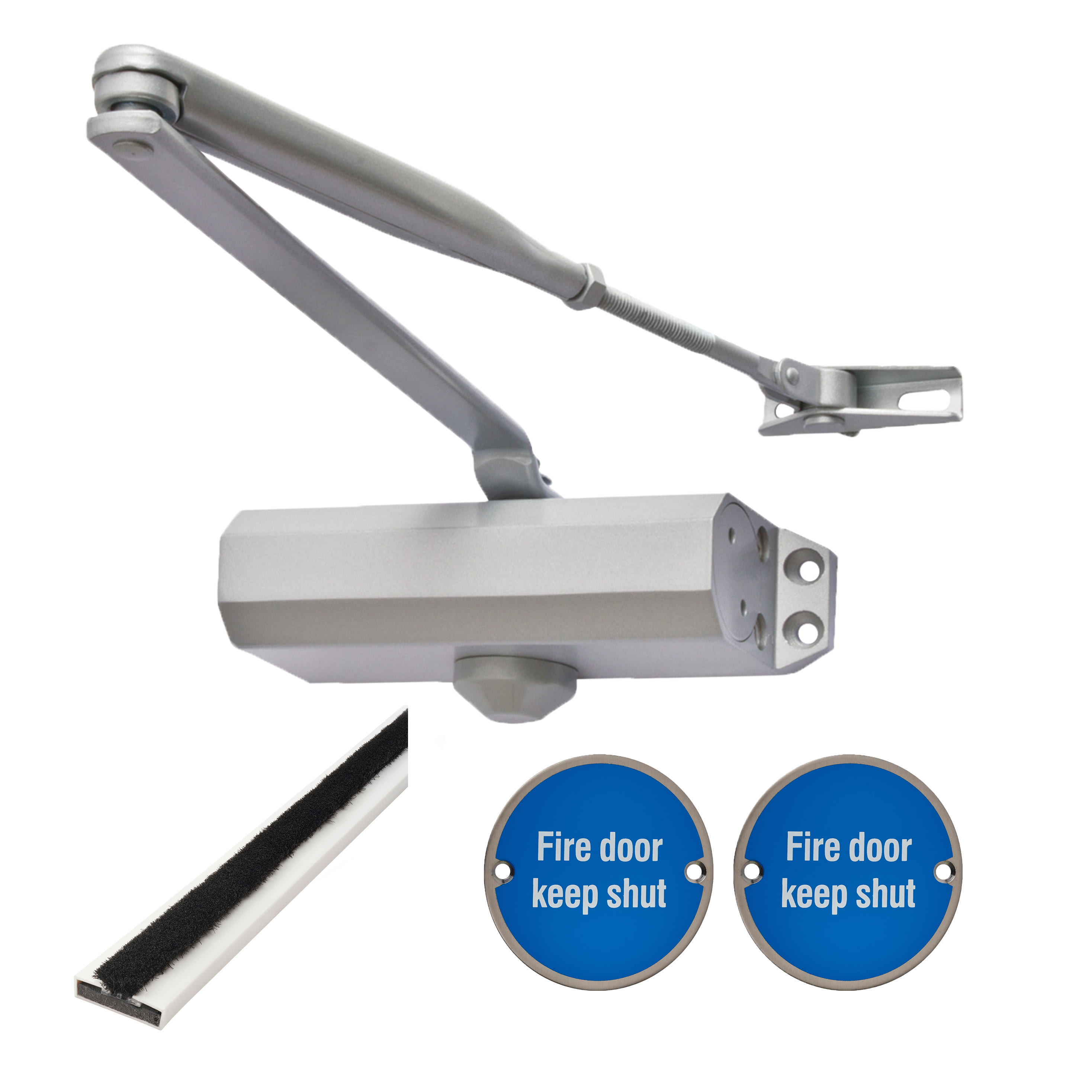 Light Duty Latch Door Handle on Rose Fire Door Kit - Power Size 3 - Push/Pull - Satin Stainless - view 5