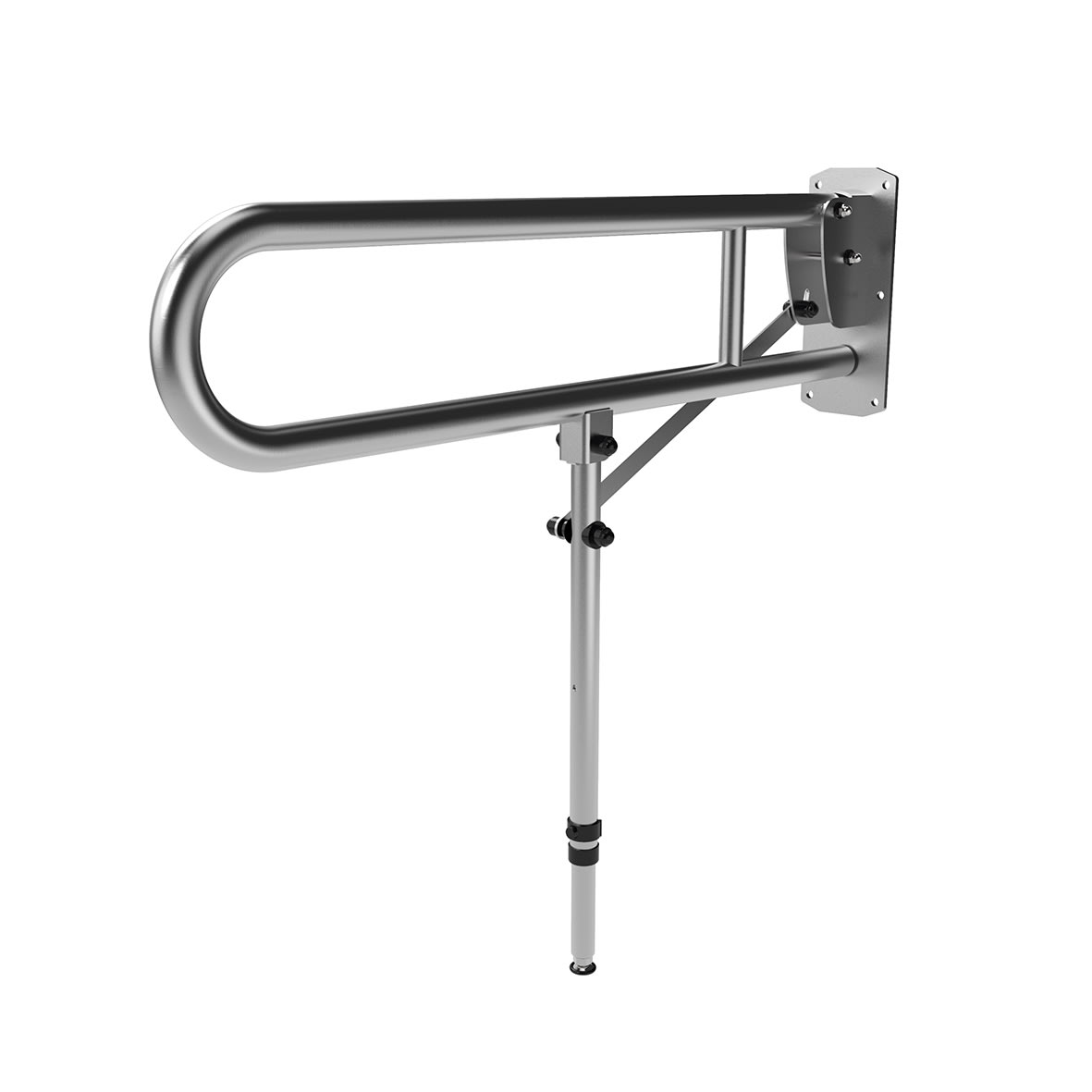 Hinged Support Grab Rail With Leg - 800 x 200mm - Satin Stainless Steel - view 2