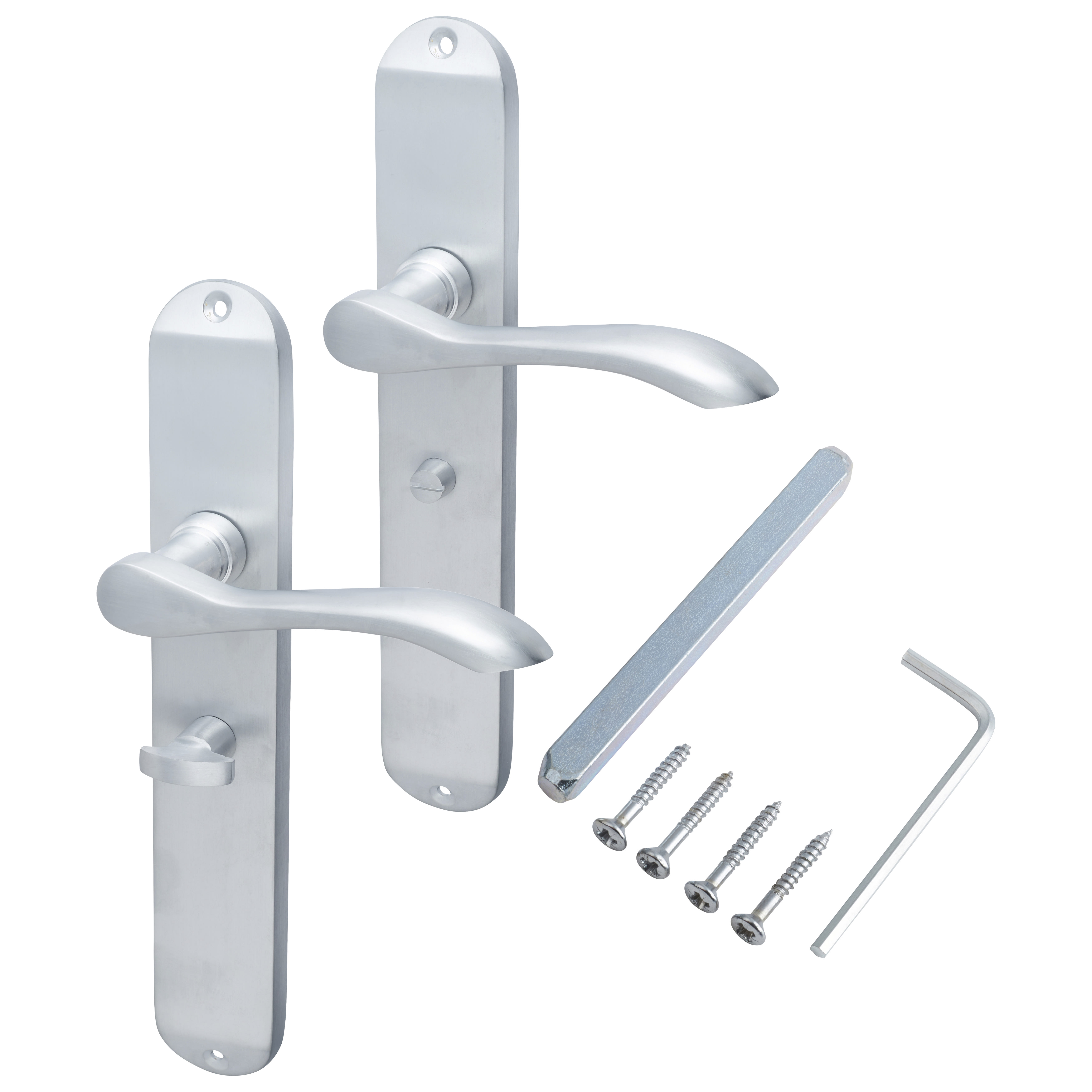 Satin Chrome Bathroom Door Handles - Long Plate - Altea Range - 240 x 41mm - view 3