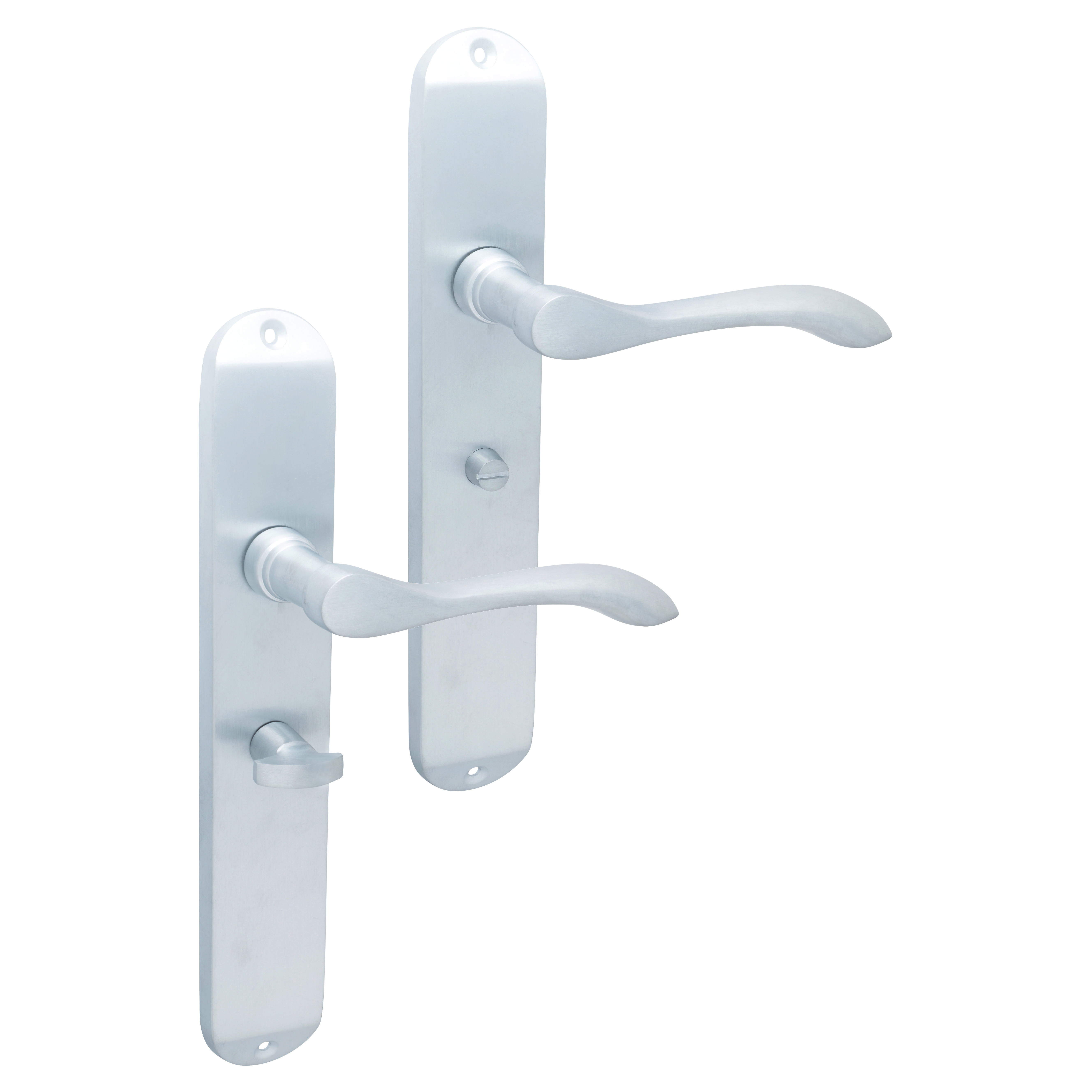 Satin Chrome Bathroom Door Handles - Long Plate - Altea Range - 240 x 41mm - view 4