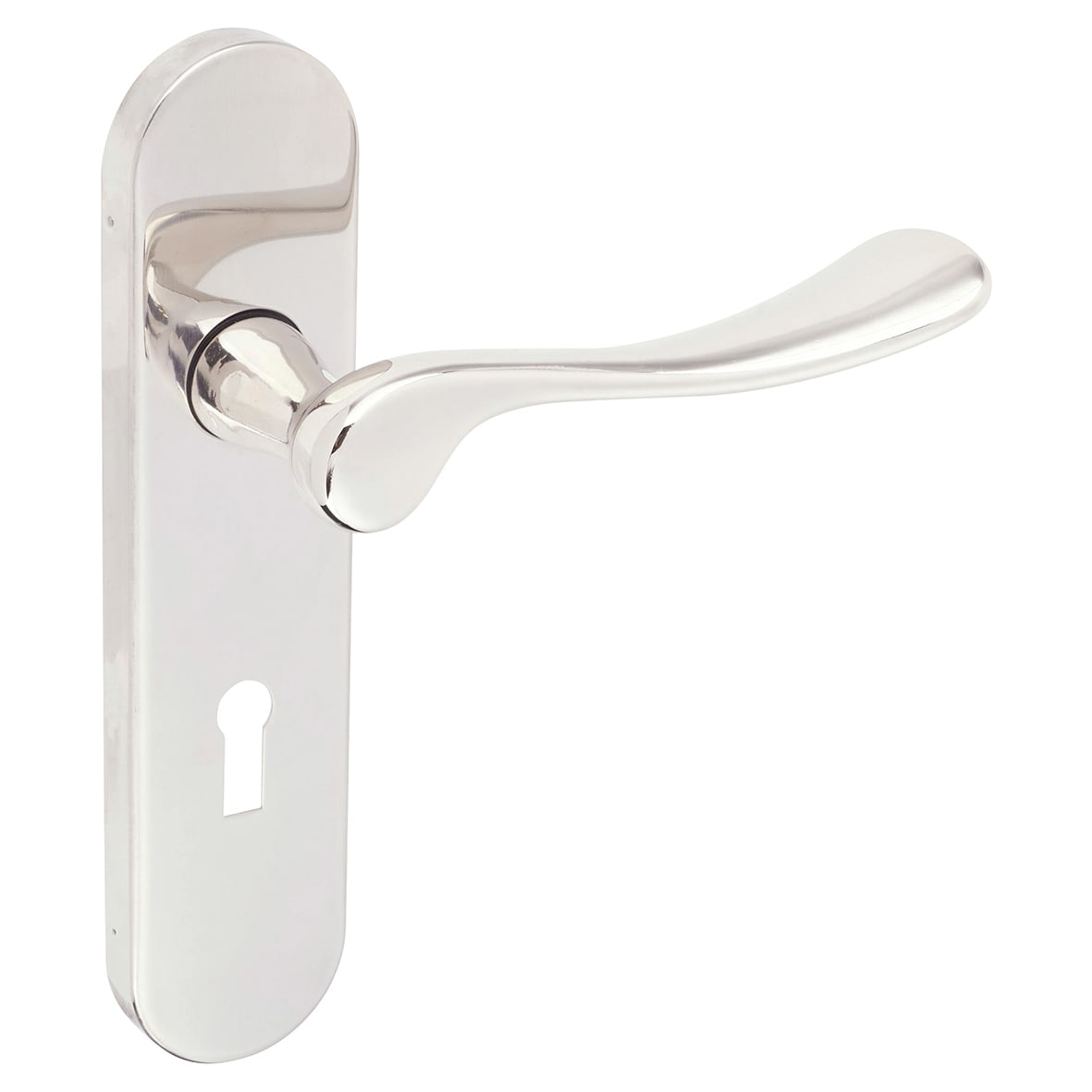 Polished Nickel Scroll Keyhole Lock Door Handles - Berkshire Range - 113 x 39mm - view 2