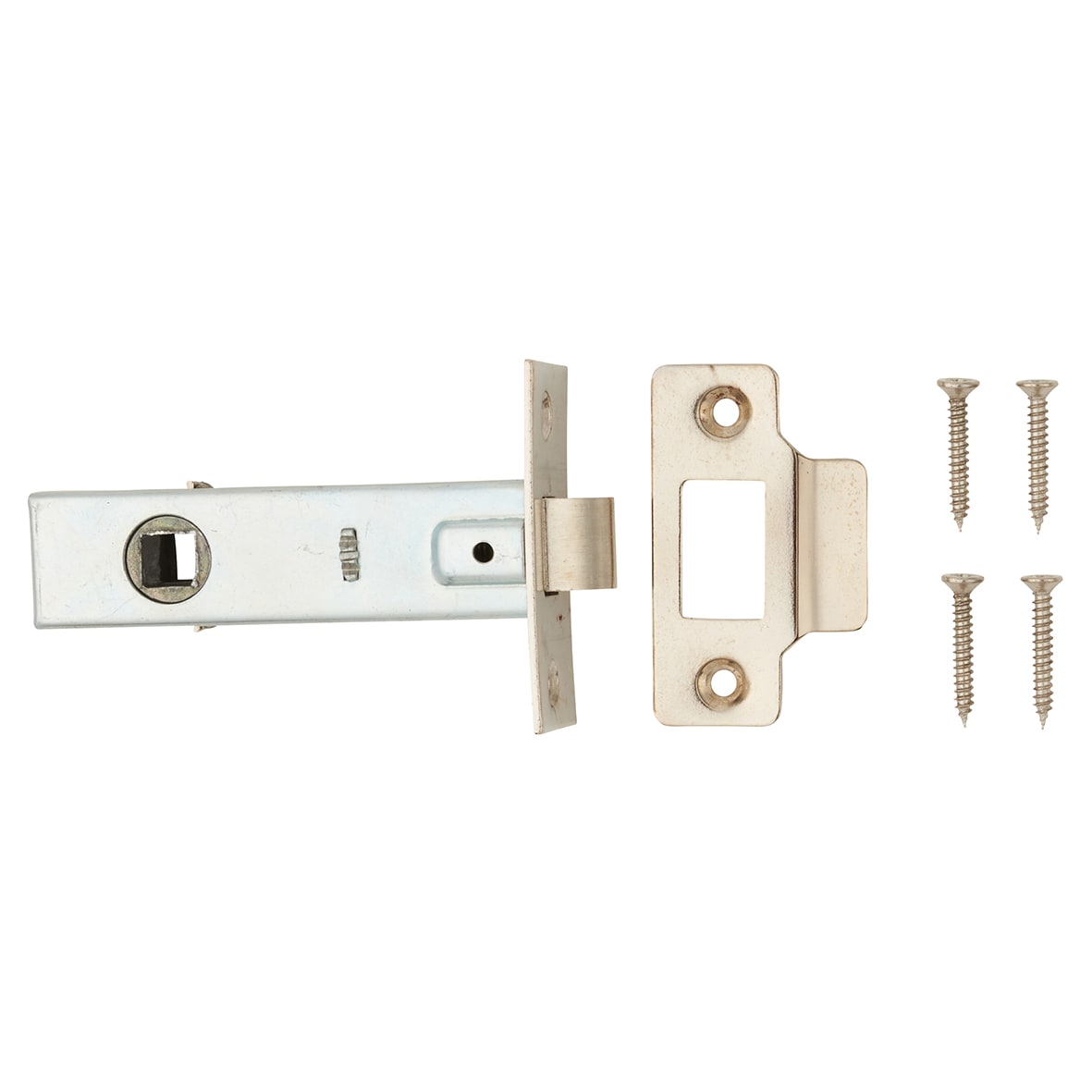 Budget Tubular Latch - 78mm Case - 57mm Backset - Square - Nickel Plated - view 3