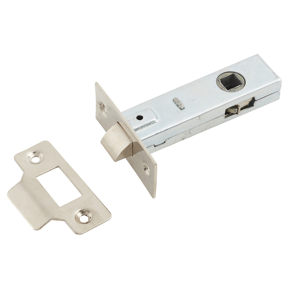 Budget Tubular Latch - 78mm Case - 57mm Backset - Square - Nickel Plated - view 4