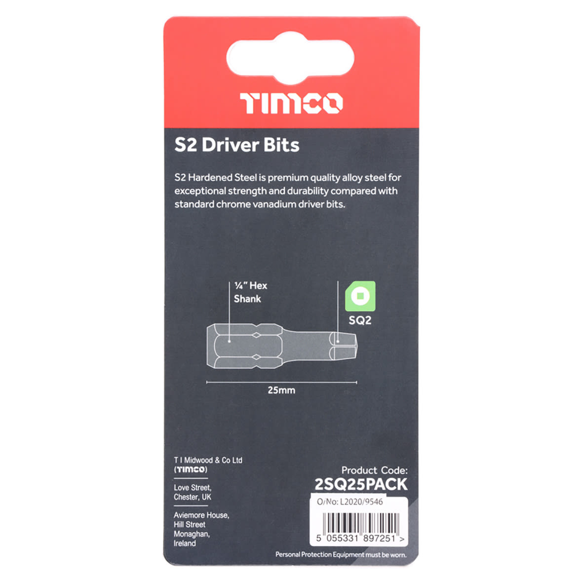Steel Driver Bits - Square - No.2 - 25mm Length - Pack of 10 - view 4