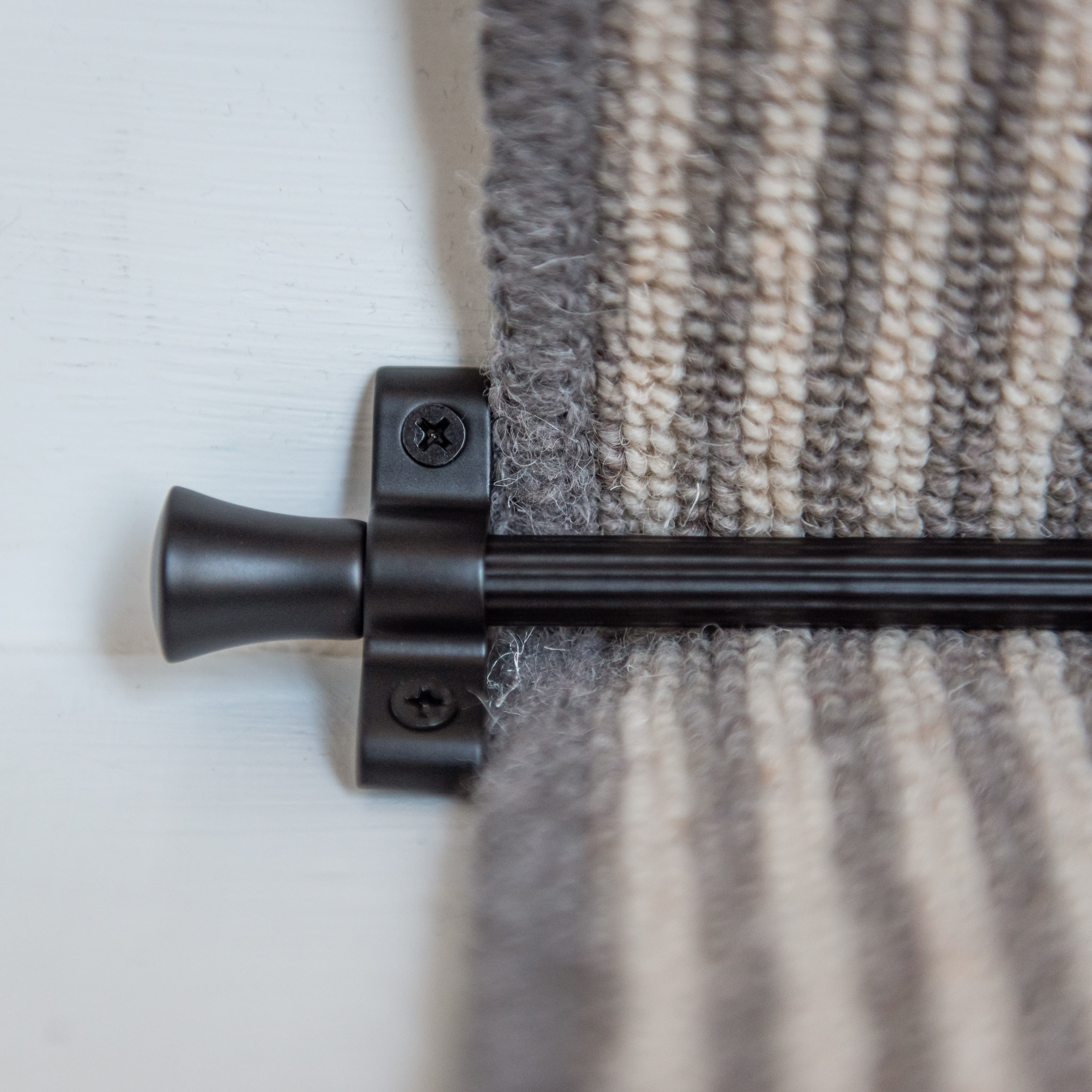 Lines Stair Rod with Fluted Finials - 900mm Length - Matt Black - view 5