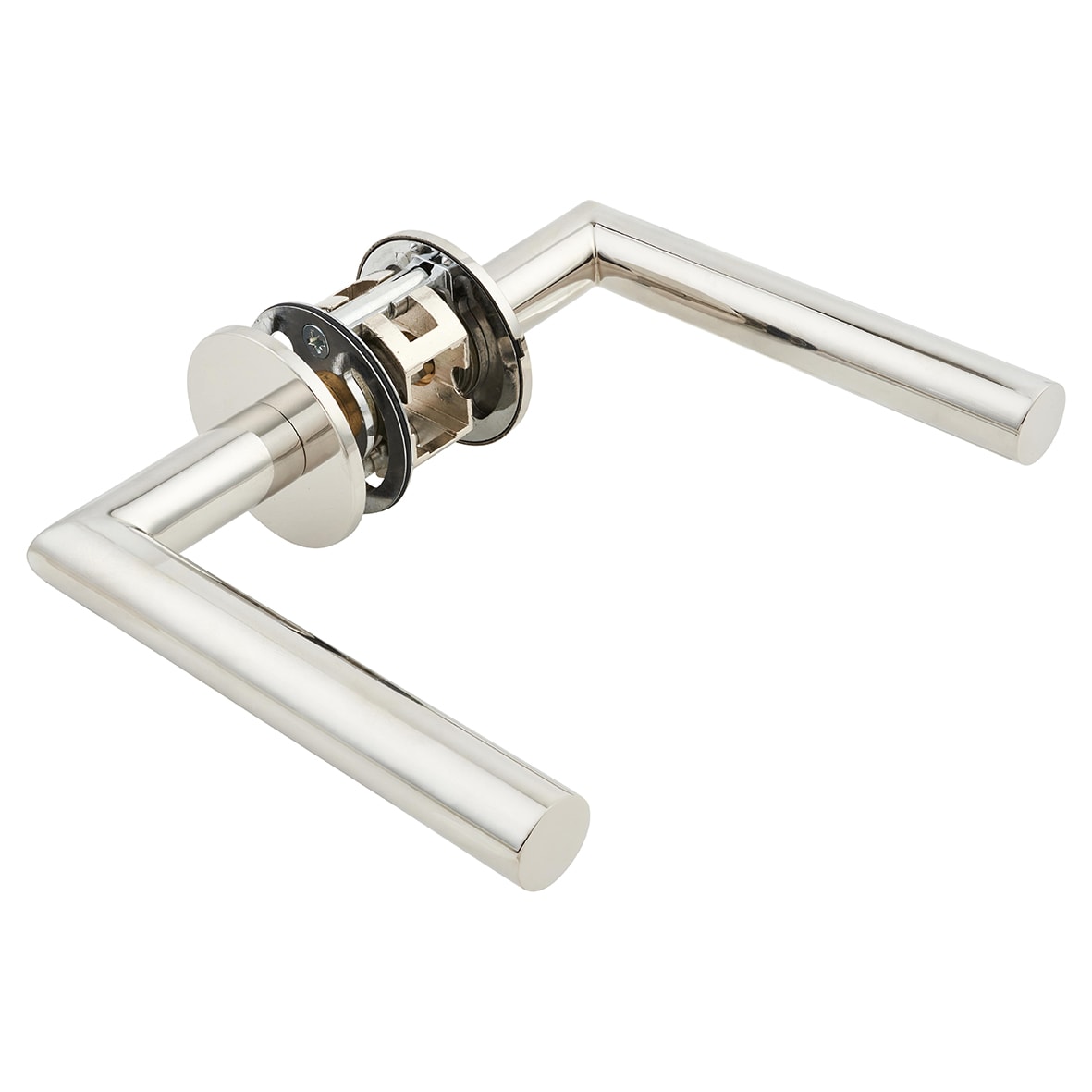 Polished Stainless Steel Door Handles on Round Slim Rose - Schema Minim Range - view 4