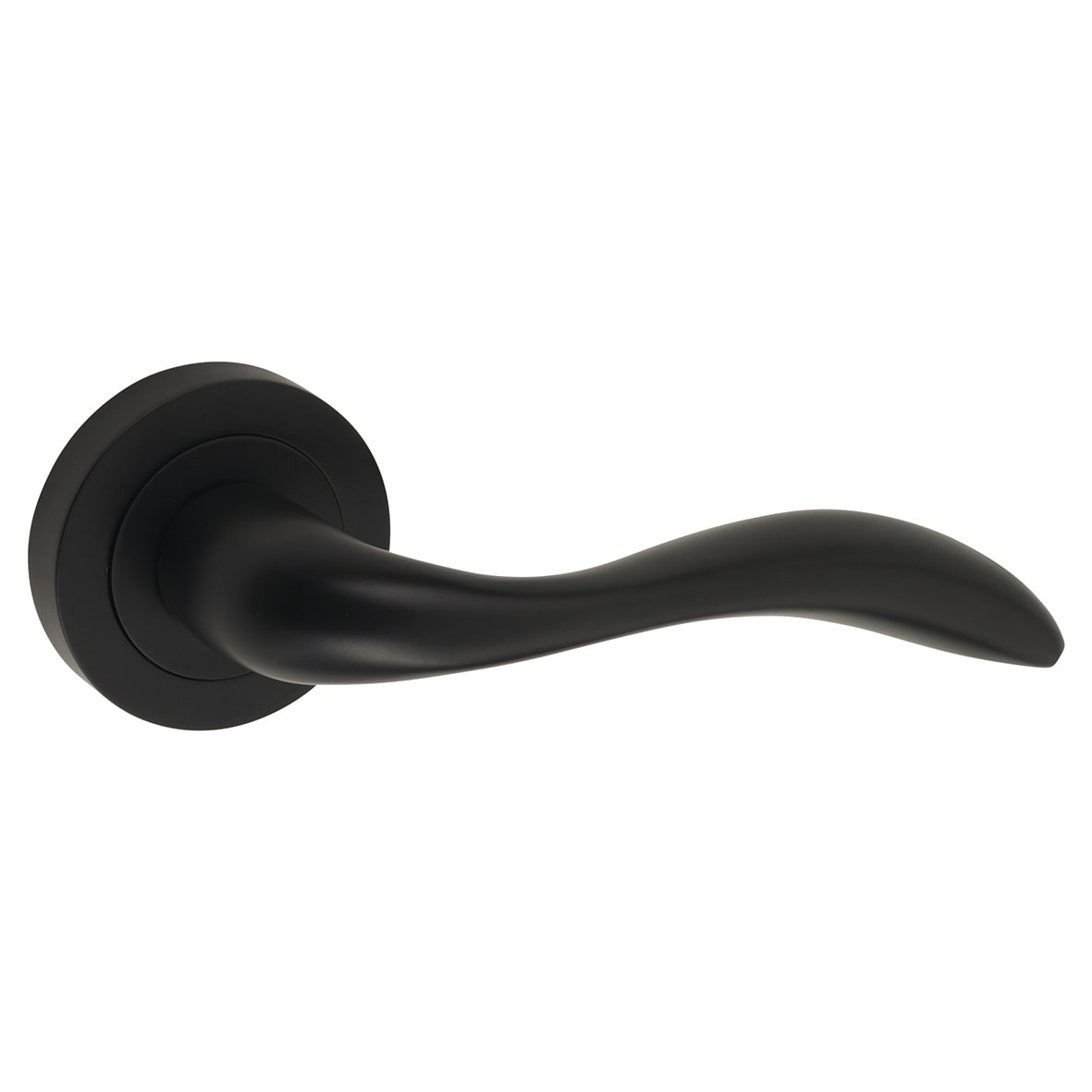 Matt Black Door Handles on Round Rose - Sussex Range - view 2