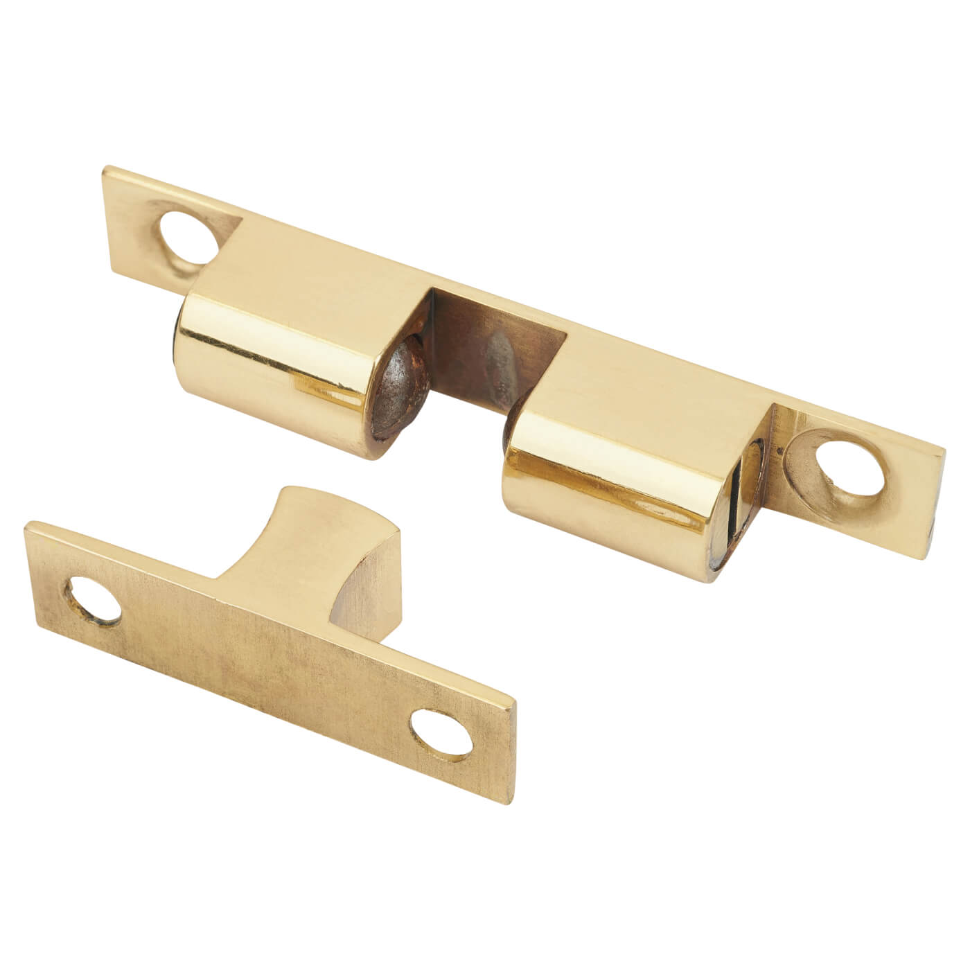 Veel-2 Double Ball Roller Catch - 43 x 8 x 11mm - Polished Brass - Pack of 5 - view 2