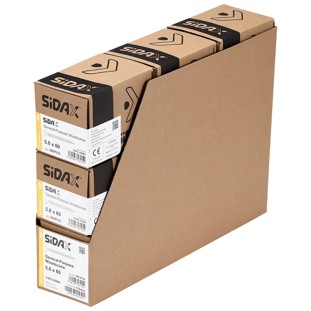 General Purpose Pozi Countersunk Chipboard Wood Screws - 5.0 x 60mm - Yellow Zinc - Pk of 200 - view 3