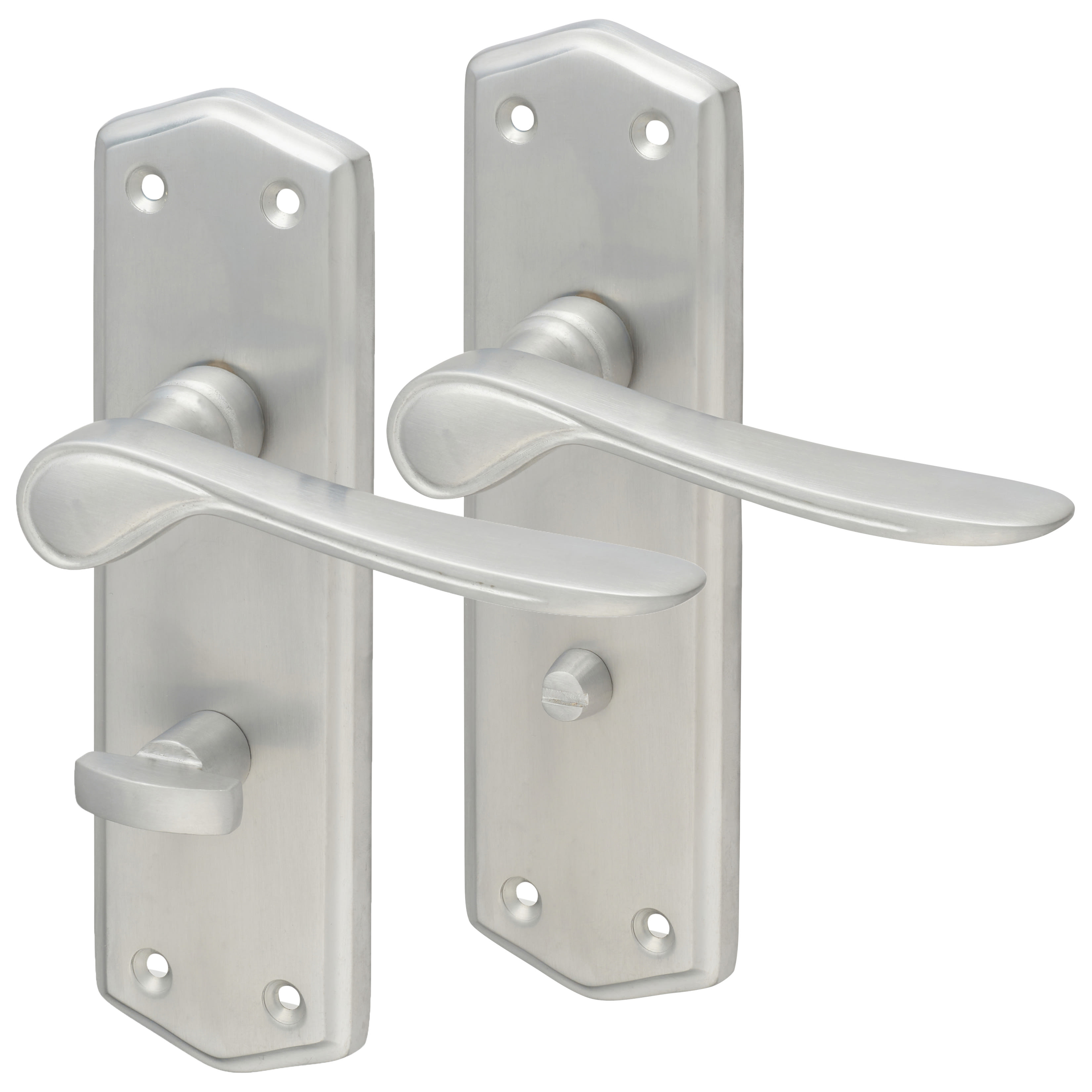 Satin Chrome Bathroom Door Handles - Rome Range - 170 x 50mm - view 2