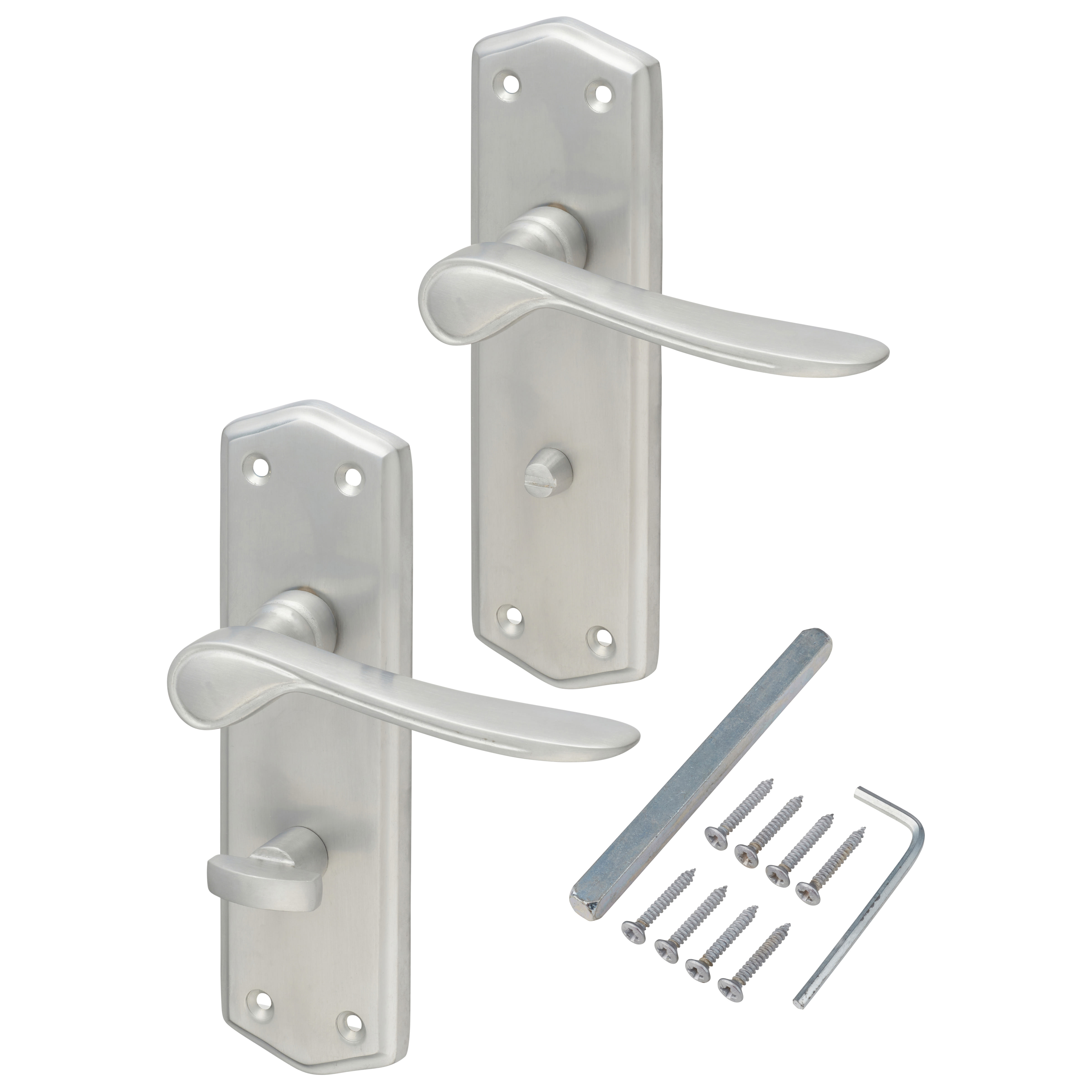 Satin Chrome Bathroom Door Handles - Rome Range - 170 x 50mm - view 3