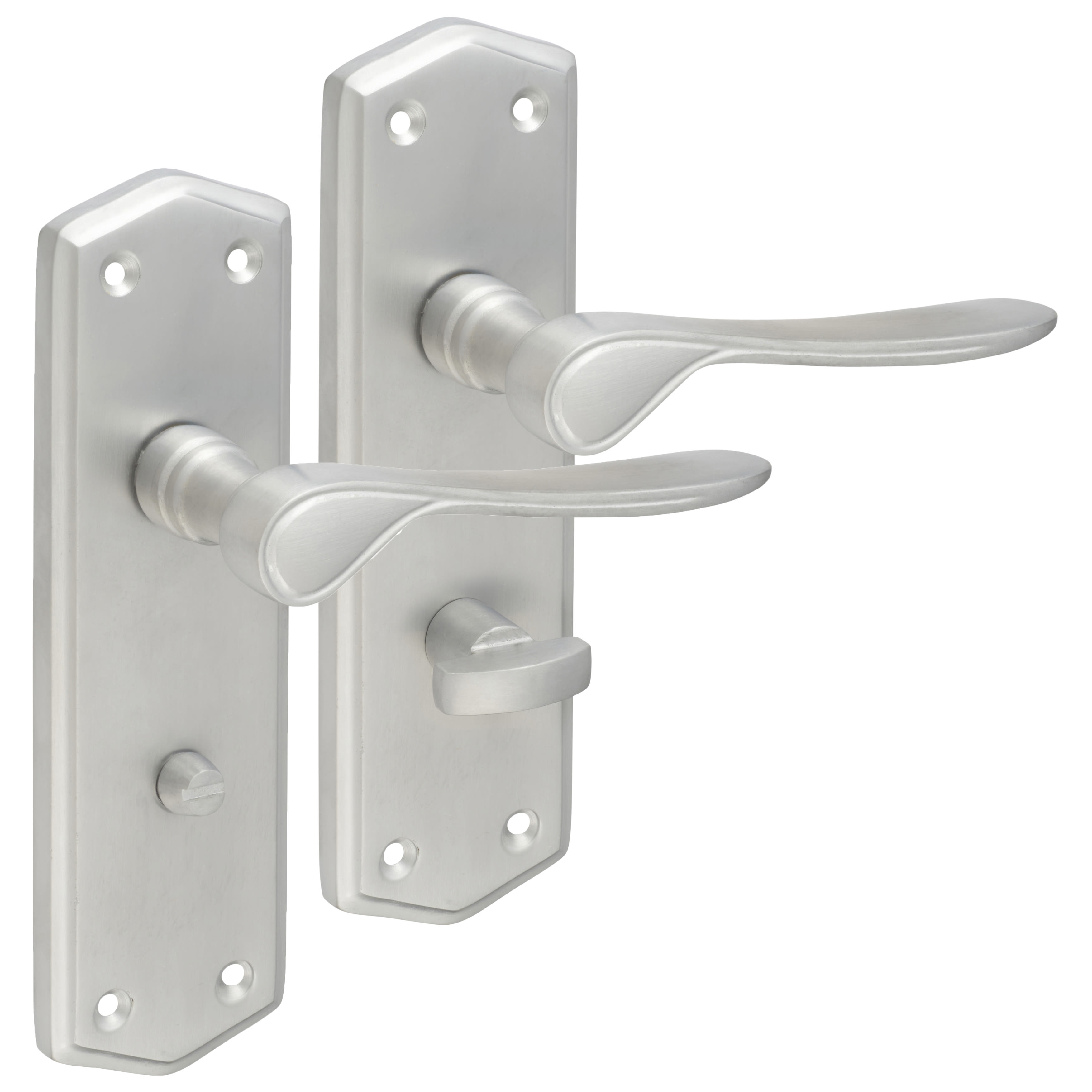 Satin Chrome Bathroom Door Handles - Rome Range - 170 x 50mm - view 4