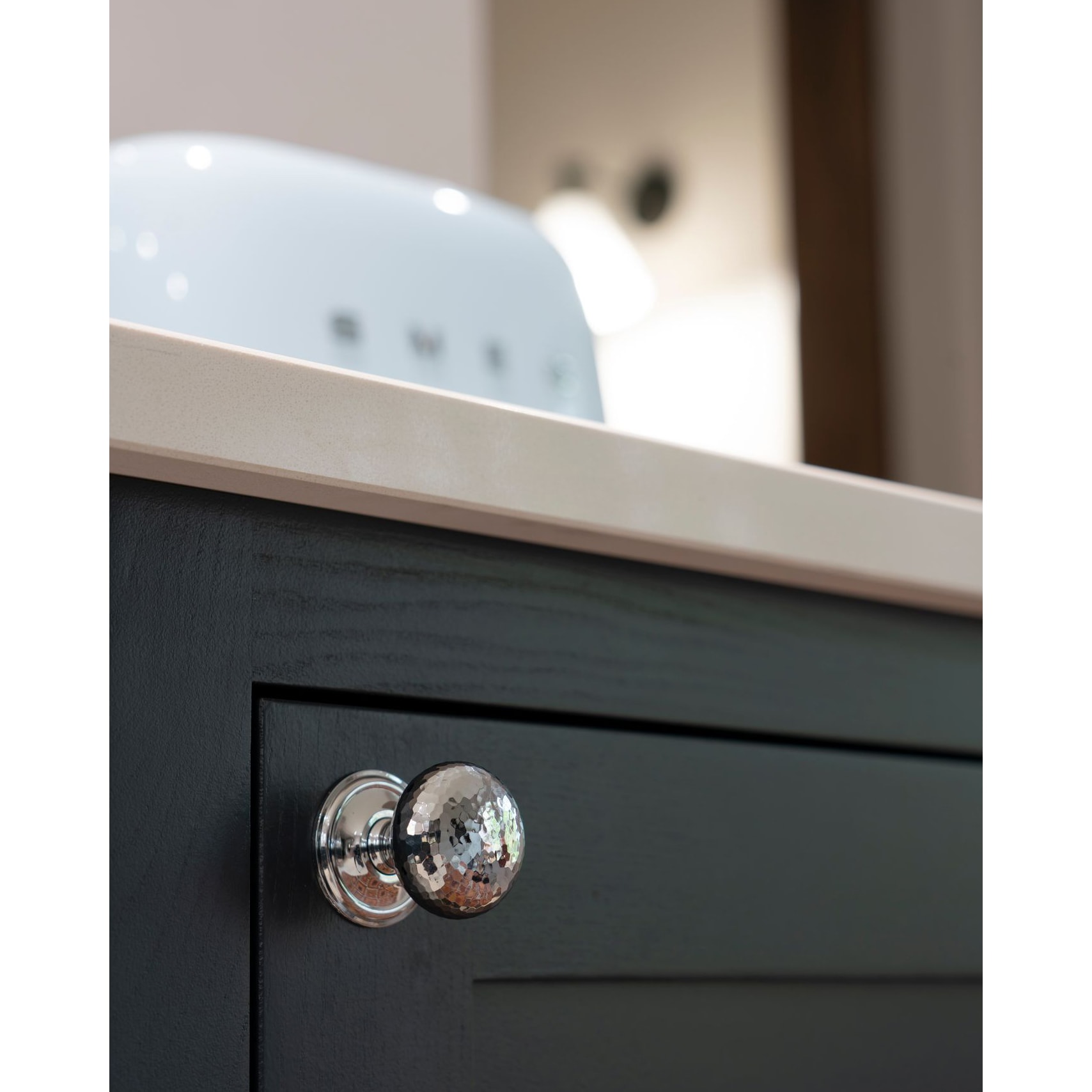Hammered Mushroom Round Cabinet Knob - 38mm Diameter - Polished Chrome - view 2