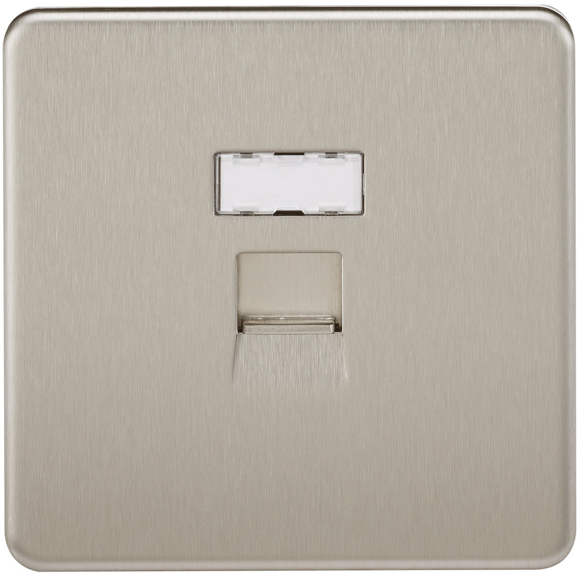 1 Gang Screwless Flat Plate Data Socket - Brushed Chrome - view 3