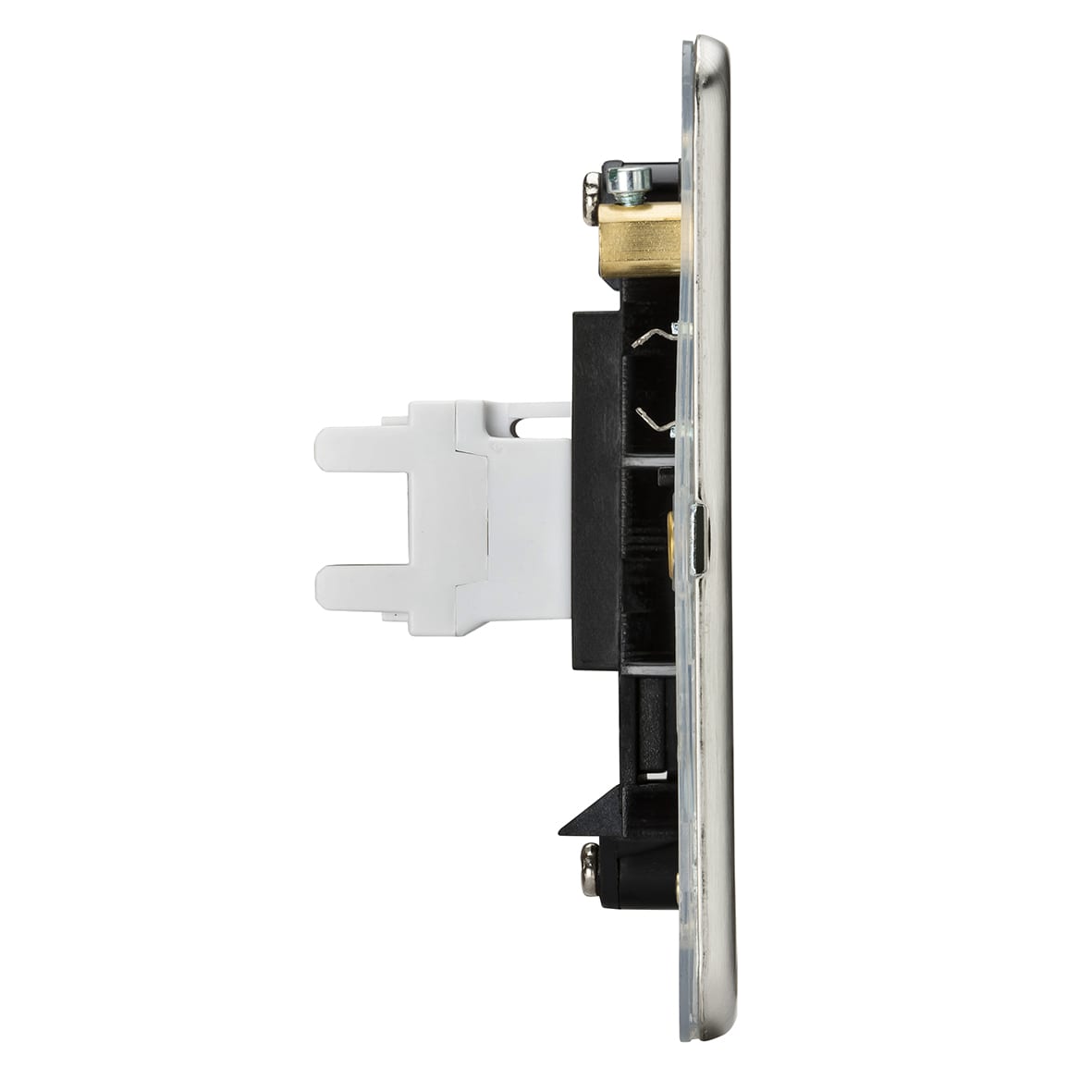 1 Gang Screwless Flat Plate Data Socket - Brushed Chrome - view 5