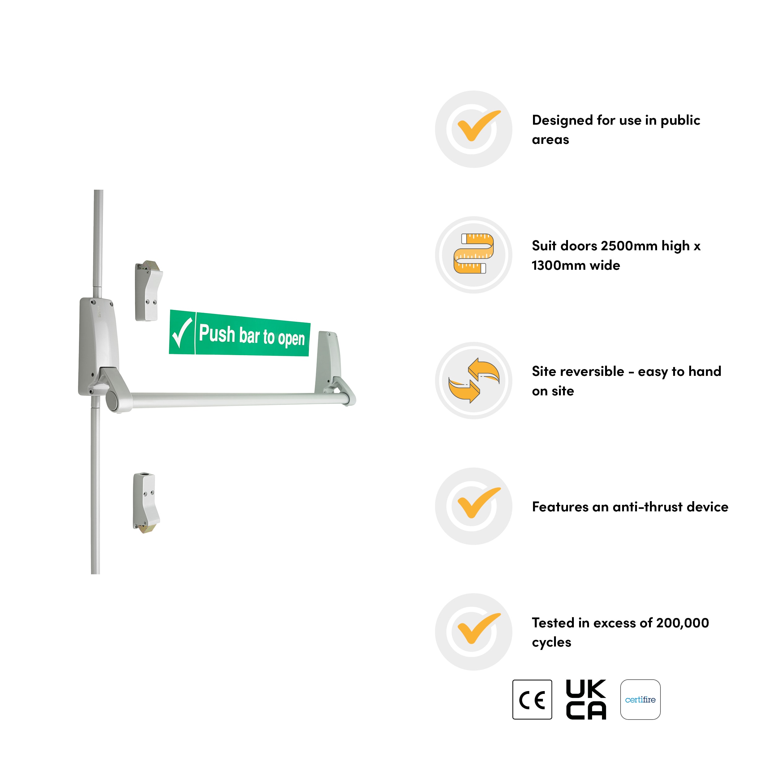 376 Push Bar Panic Bolt - Timber Door - view 3