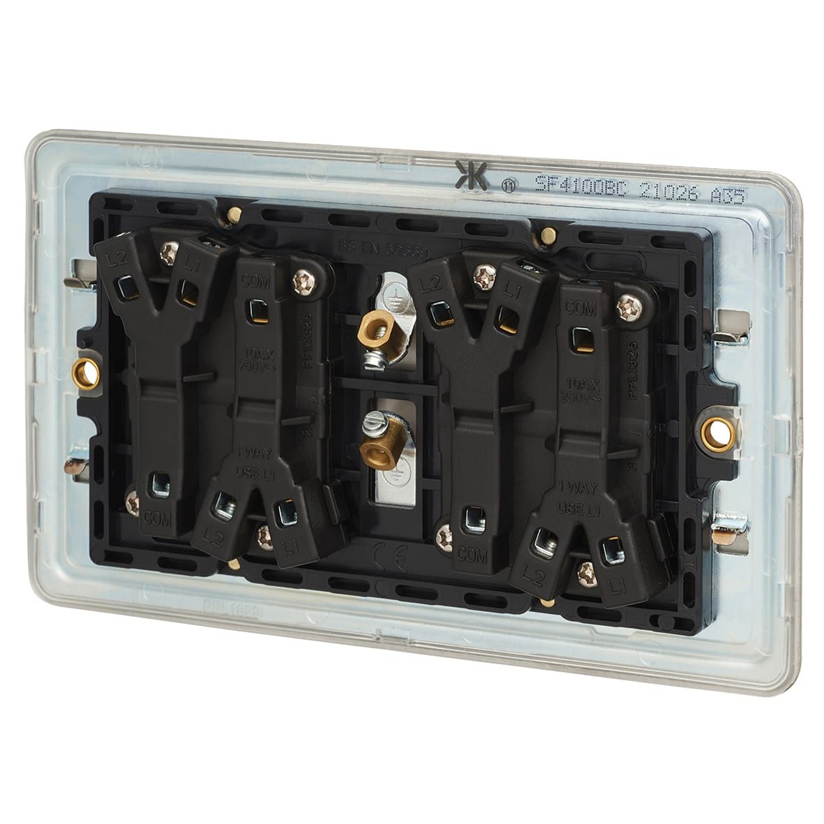 10AX 4 Gang Screwless Flat Plate Light Switch - Brushed Chrome - view 2