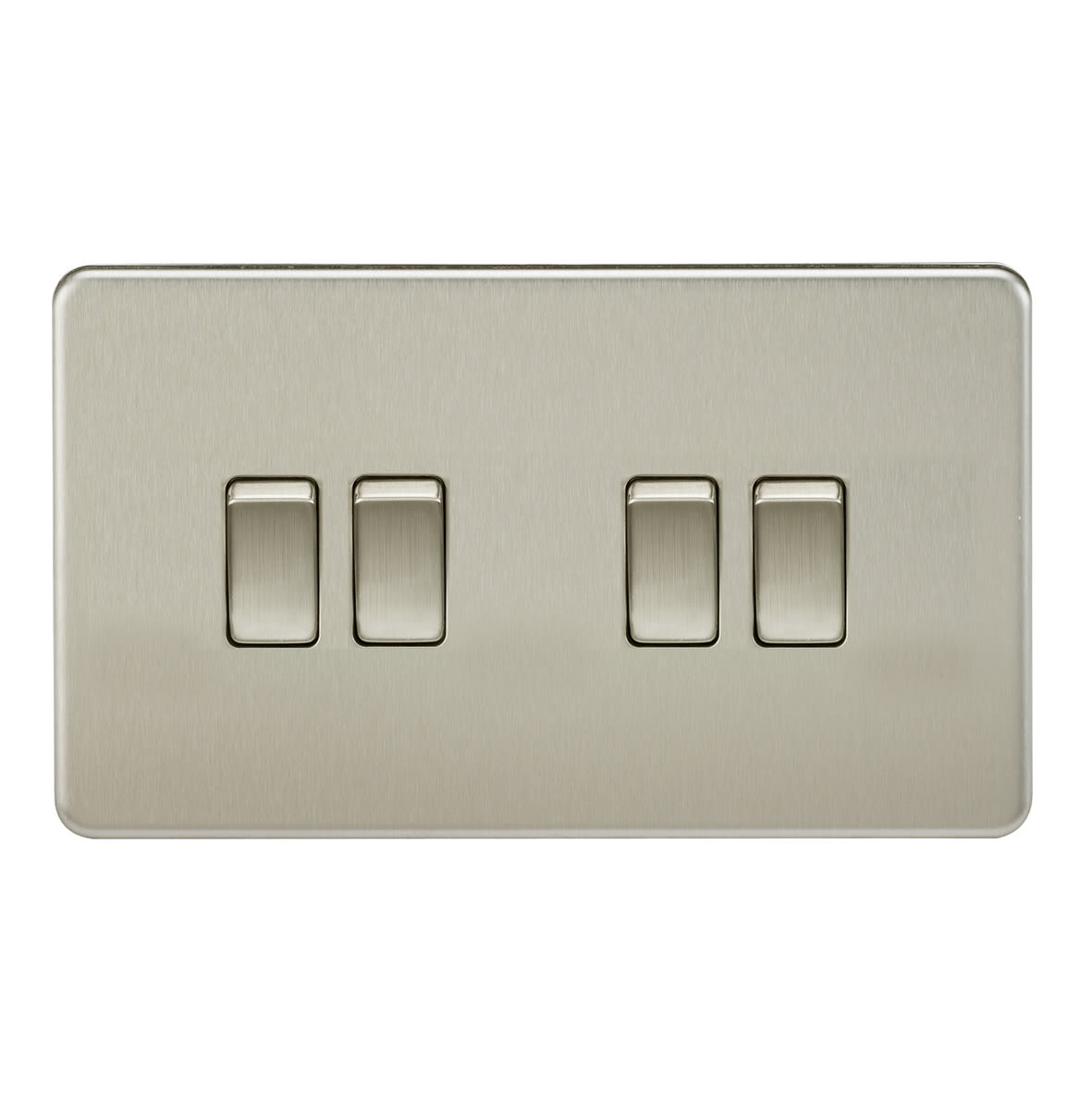 10AX 4 Gang Screwless Flat Plate Light Switch - Brushed Chrome - view 3