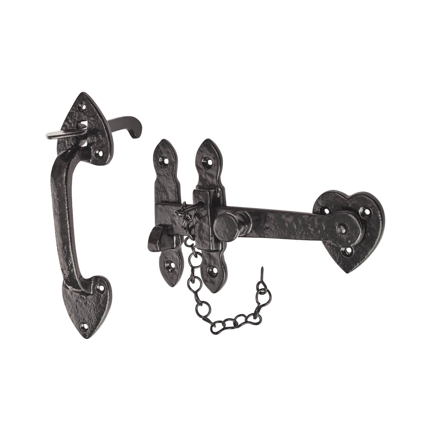Metalized Antique Black Iron Cottage Thumb Latch Set - view 2